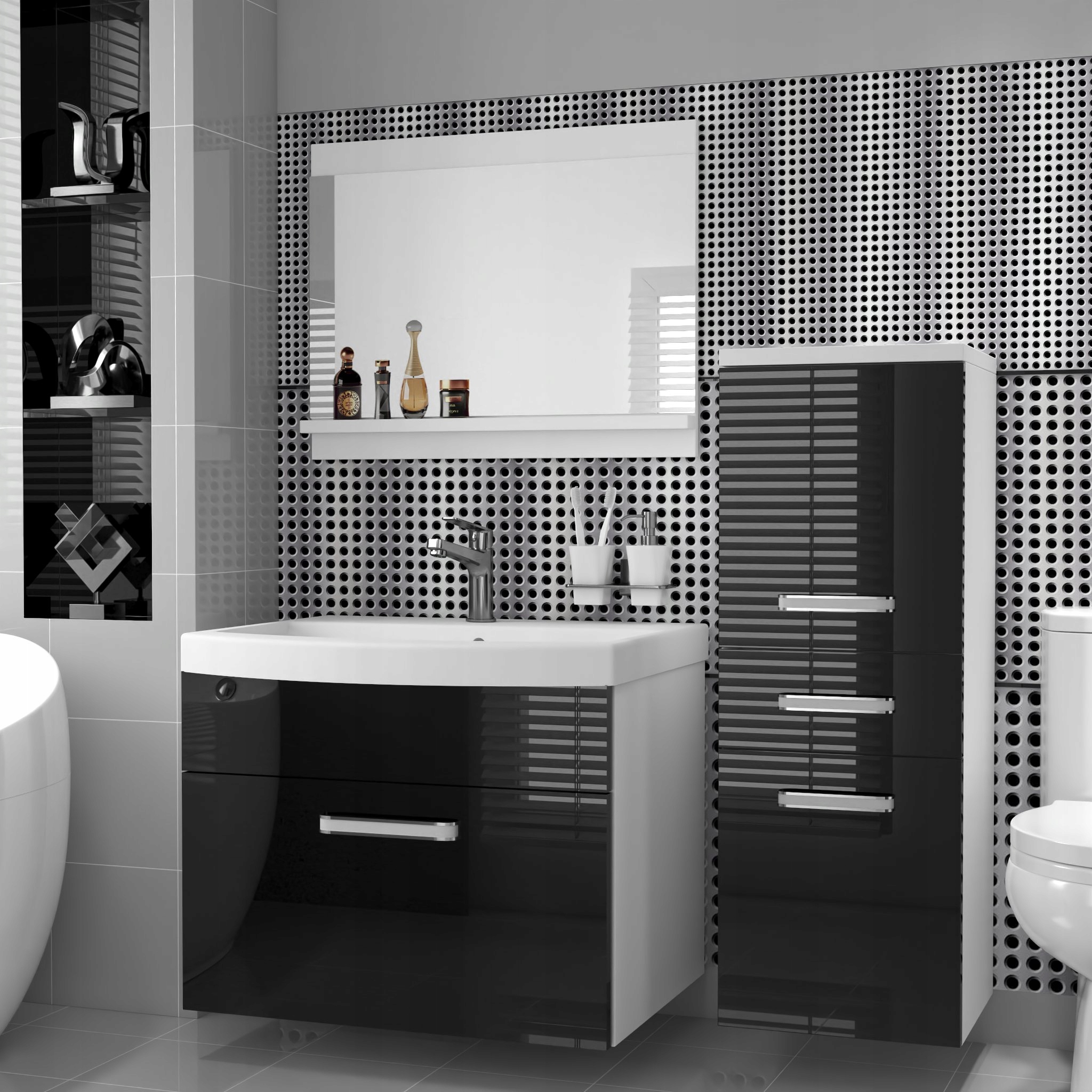 Meble łazienkowe z LUSTREM z UMYWALKĄ POŁYSK Liczba elementów w zestawie 3