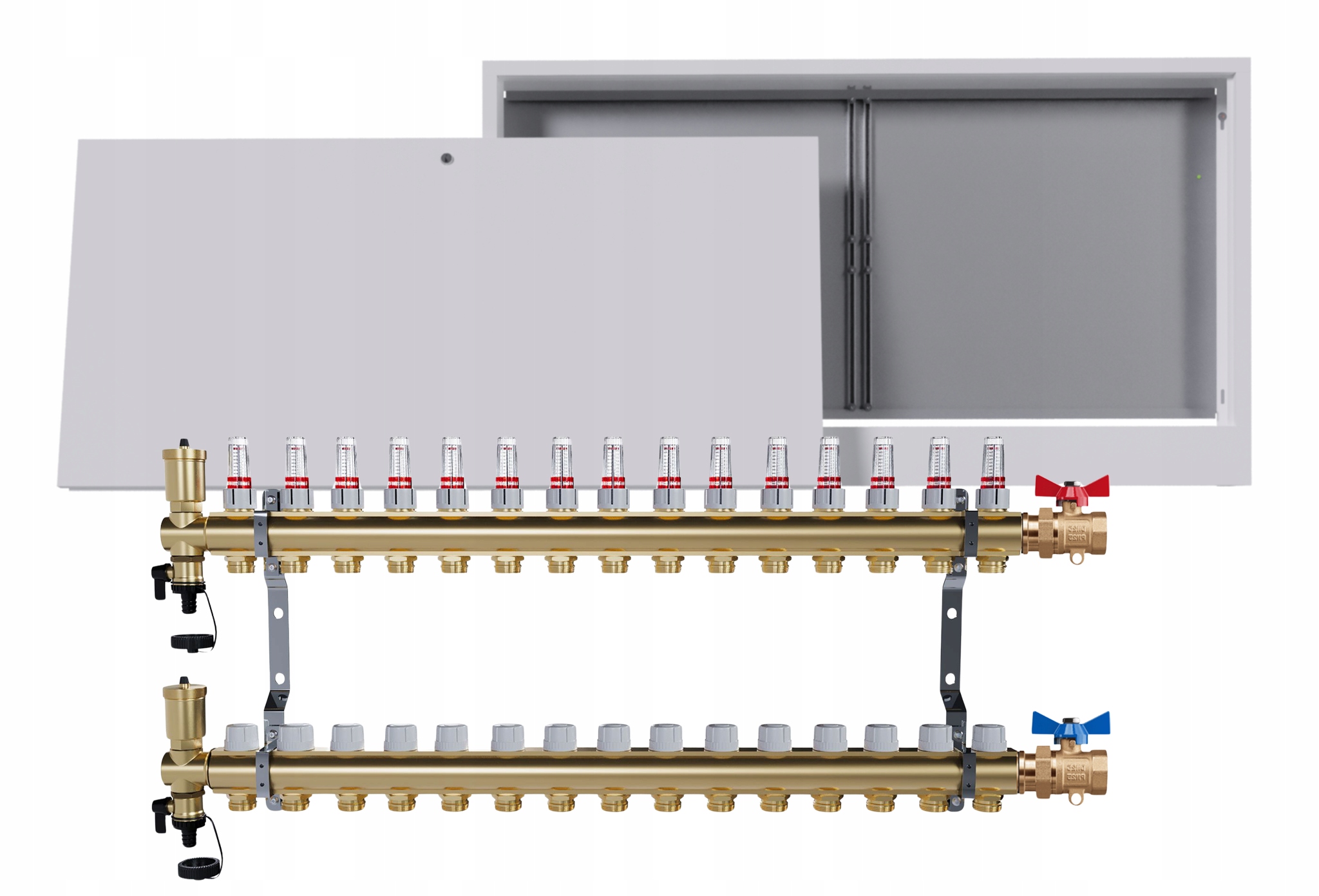 Rozdeľovač podlahy mosadzný 15 Obvody Nástenná skrinka Jednoduchý ventil