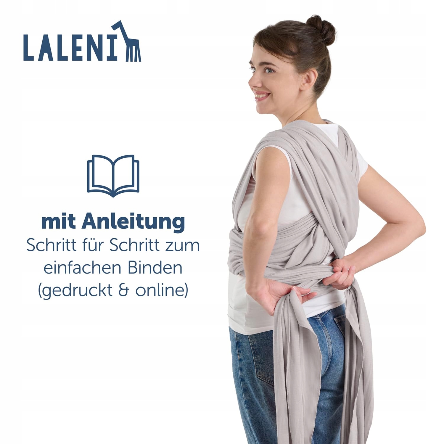 LALENI Ergonomiczna Bawełniana Chusta Do Noszenia Dziecka 15kg Szara — miniatura 7