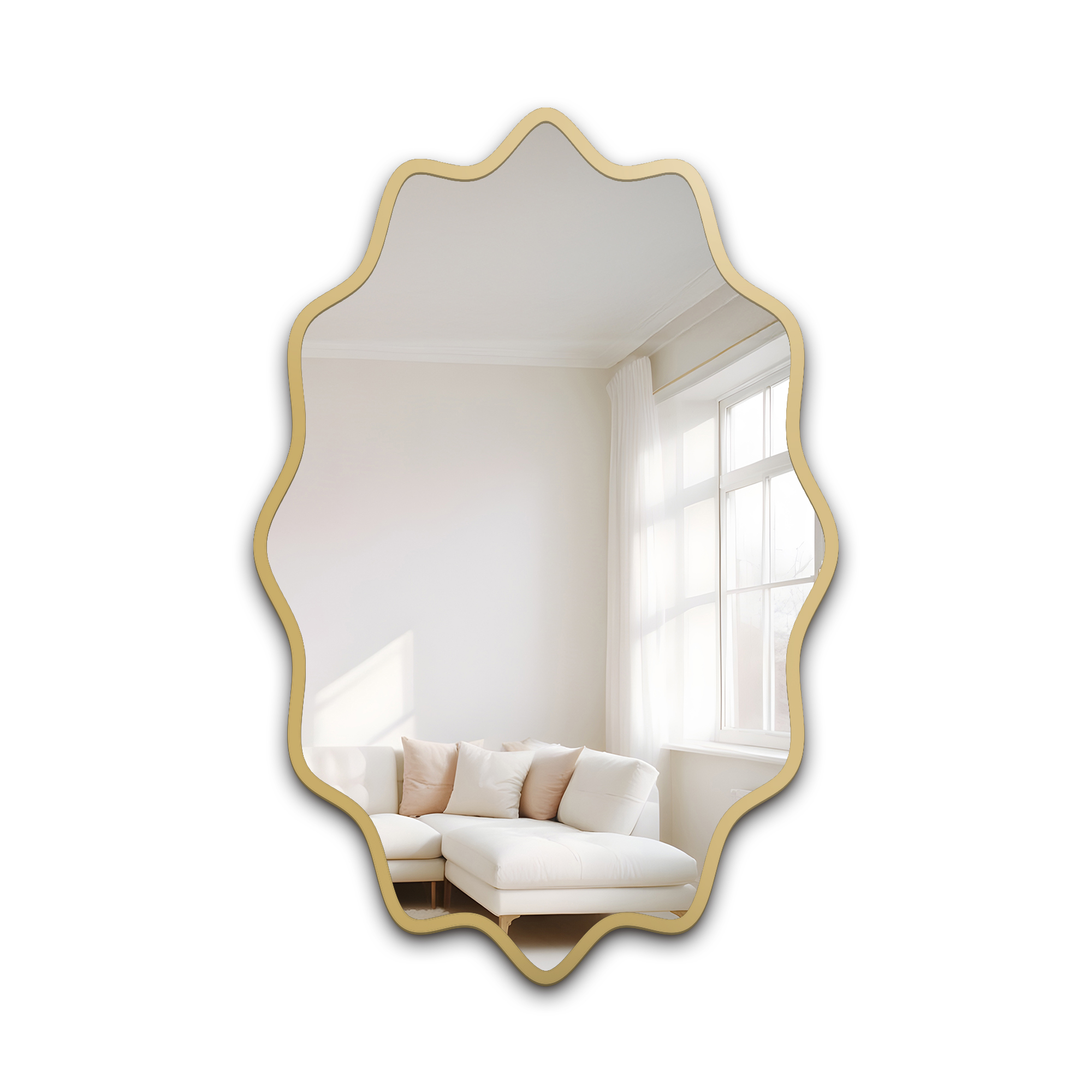 Zrcadlo ve zvlněném zlatém rámu Aquarelle Elva 60x90 do předsíně