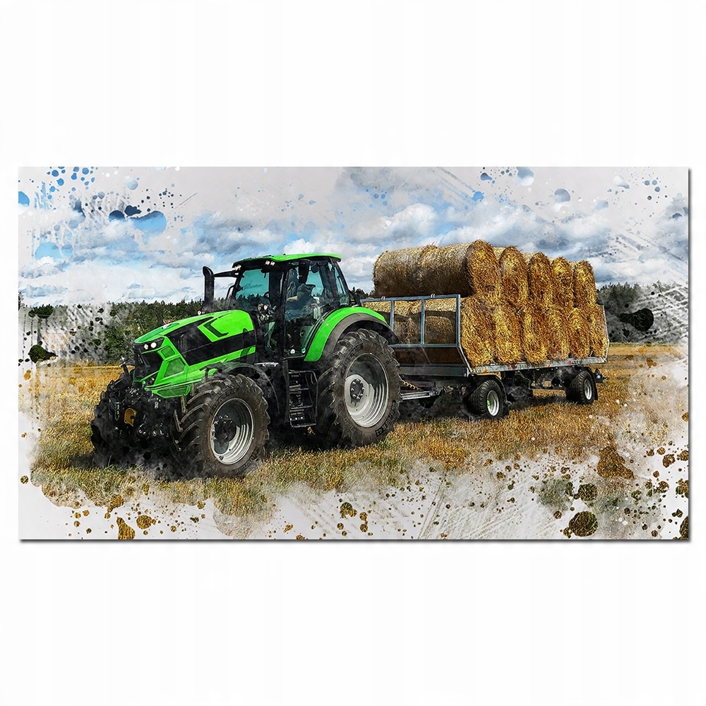 

obraz Traktor 2-60x30cm na płótnie ciągnik baloty