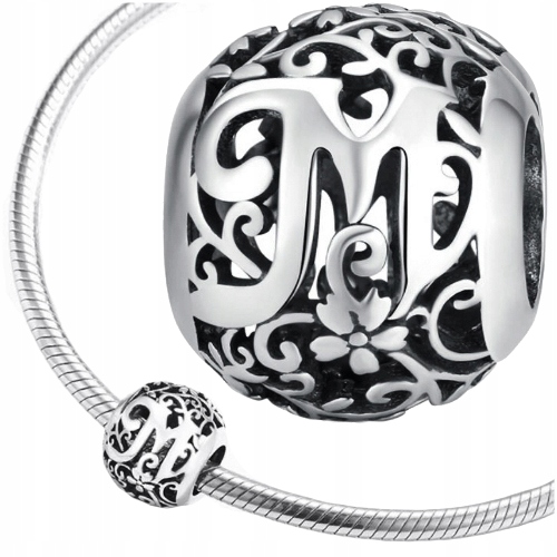 

Charms litera M do Pandora srebro 925 koralik S925