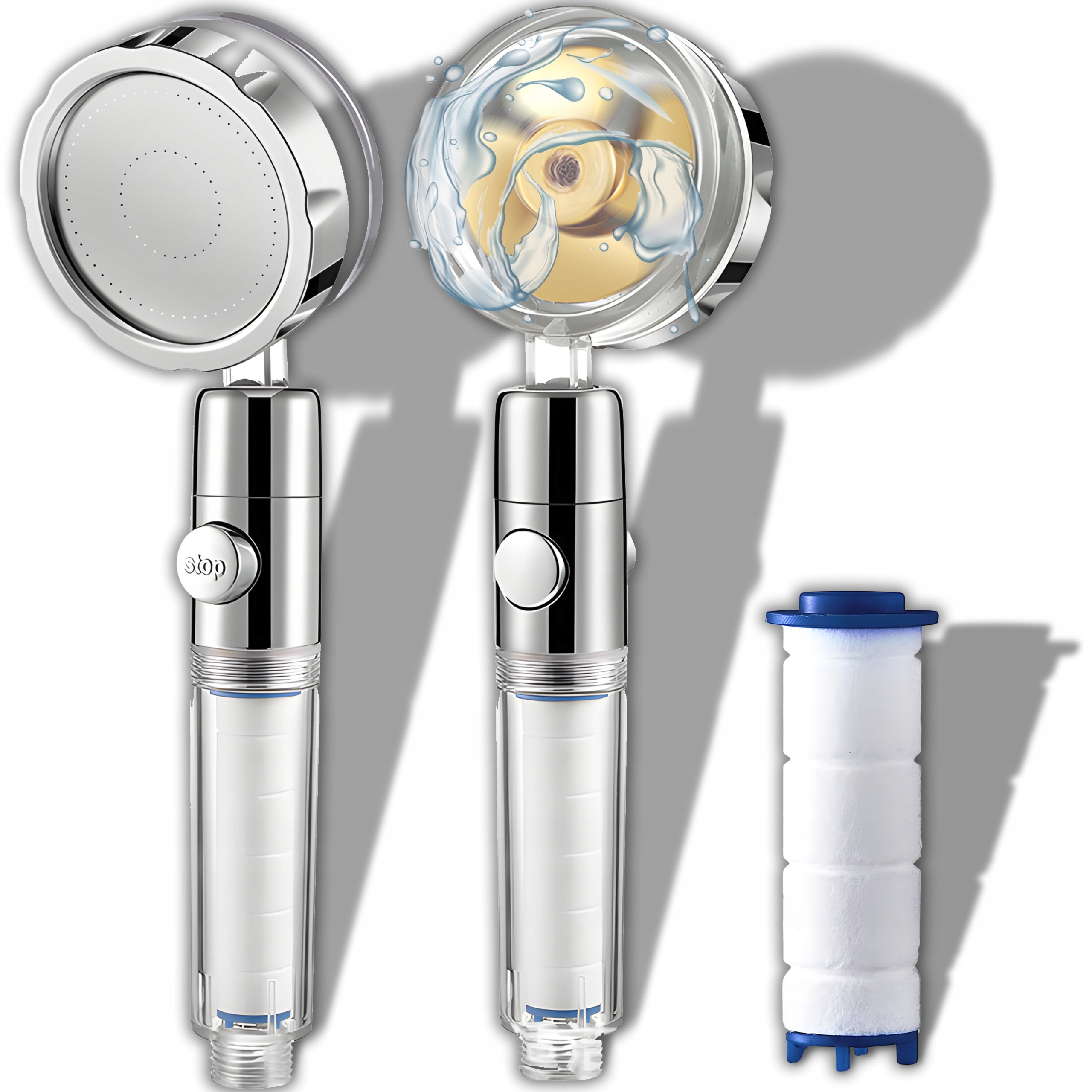 SŁUCHAWKA PRYSZNICOWA Z TURBINĄ EKO JONIZACJA TURBO Z FILTREM 360