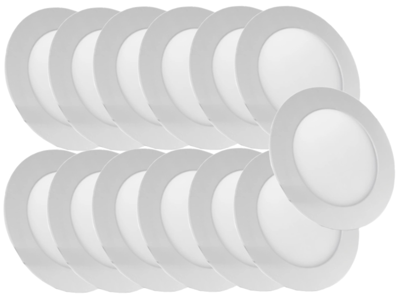 13x Lampa Objímka Panel Zapuštěná do stropu Slim Led 6W Barva Studená 6500K