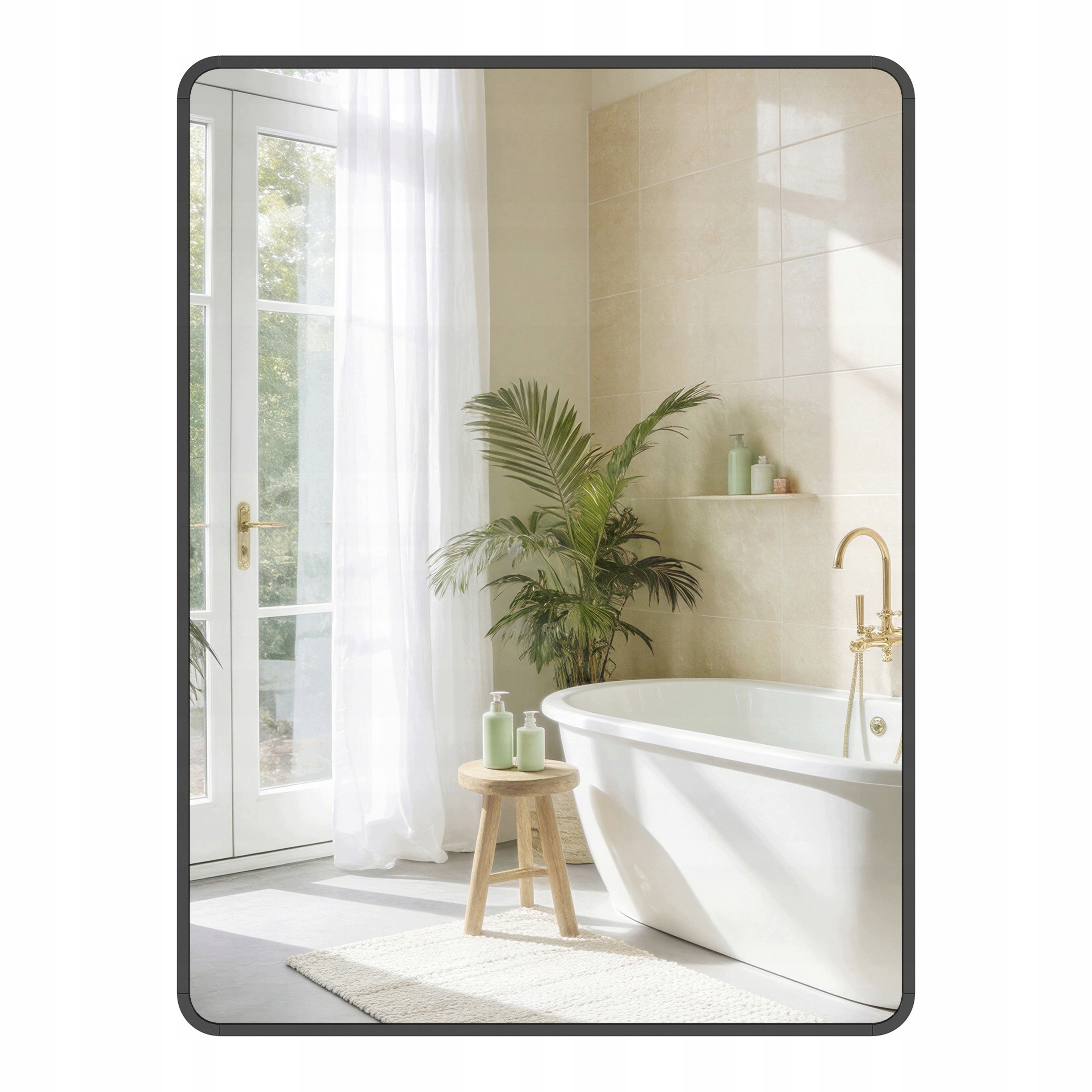 Songmics Zrcadlo 81 x 61 cm s černým hliníkovým rámem pro koupelnu v předsíni