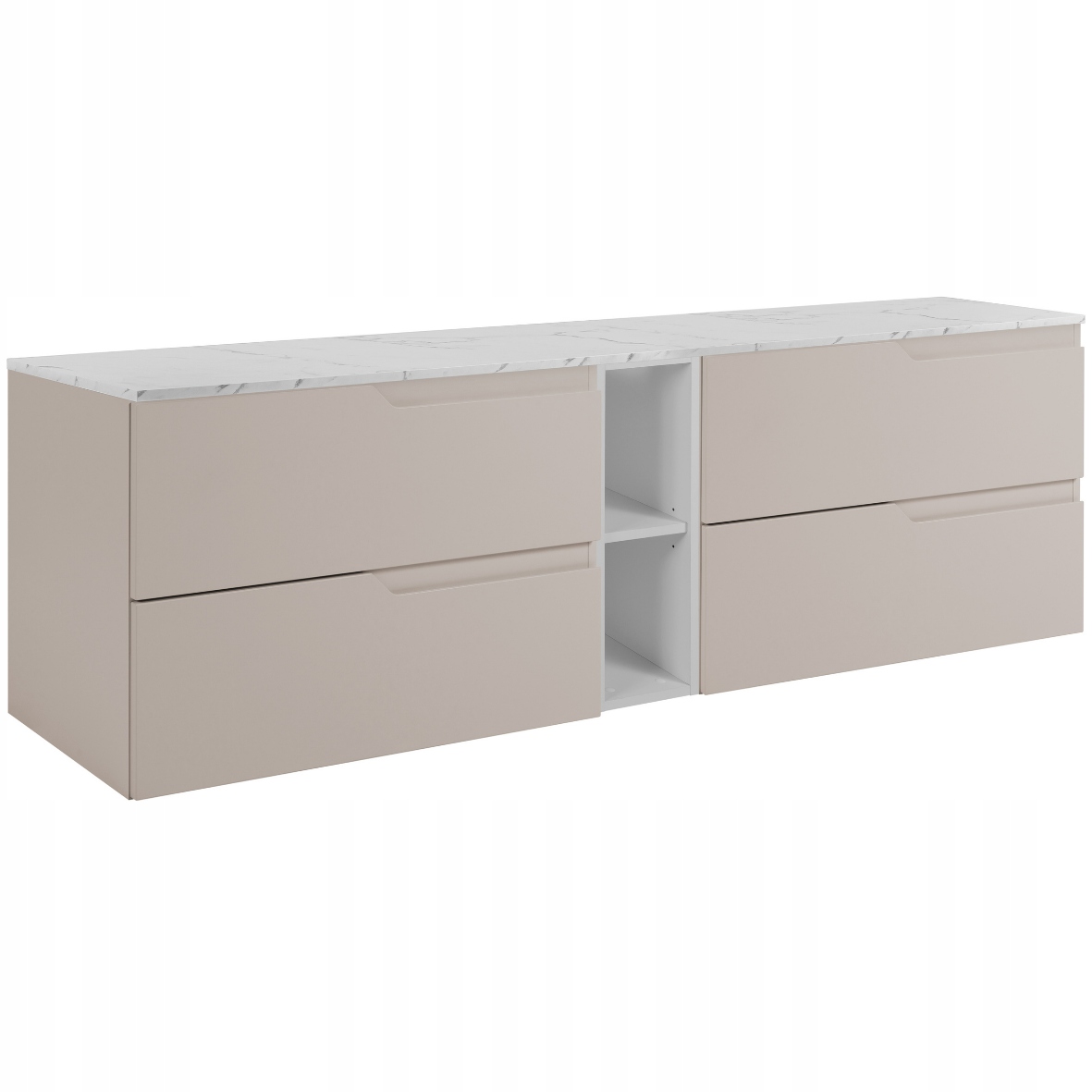 Koupelnová skříňka Pod Umyvadlo 140 kašmírová přední strana Mdf Pracovní deska mramor