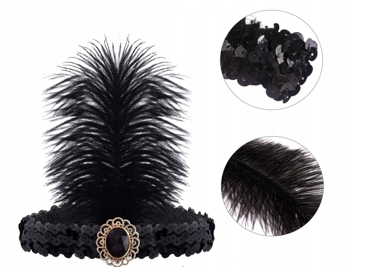 ZESTAW RETRO DAMSKI LATA 20 FLAPPER 6 EL. PRZEBRANIE KARNAWAŁ RĘKAWICZKI Płeć kobieta