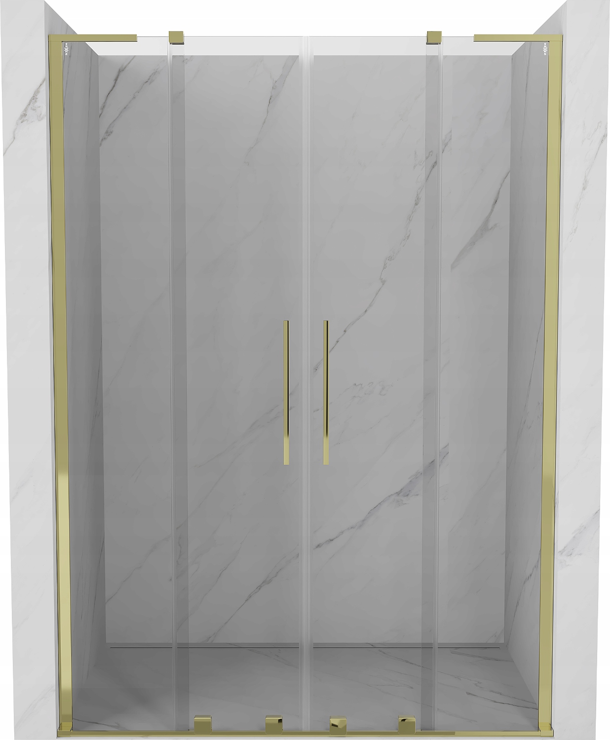 Mexen Velar L Duo sprchové dveře zlaté, 160x200 cm, posuvné