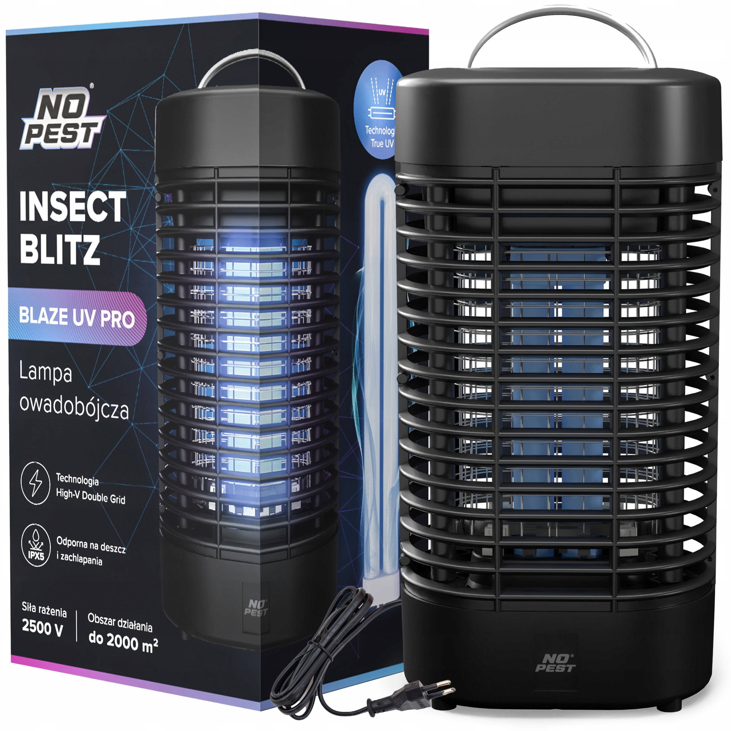 Lampa Owadobójcza Uv Na Komary Muchy Ćmy Owady No Pest 2500V Uv Pro Duża XL