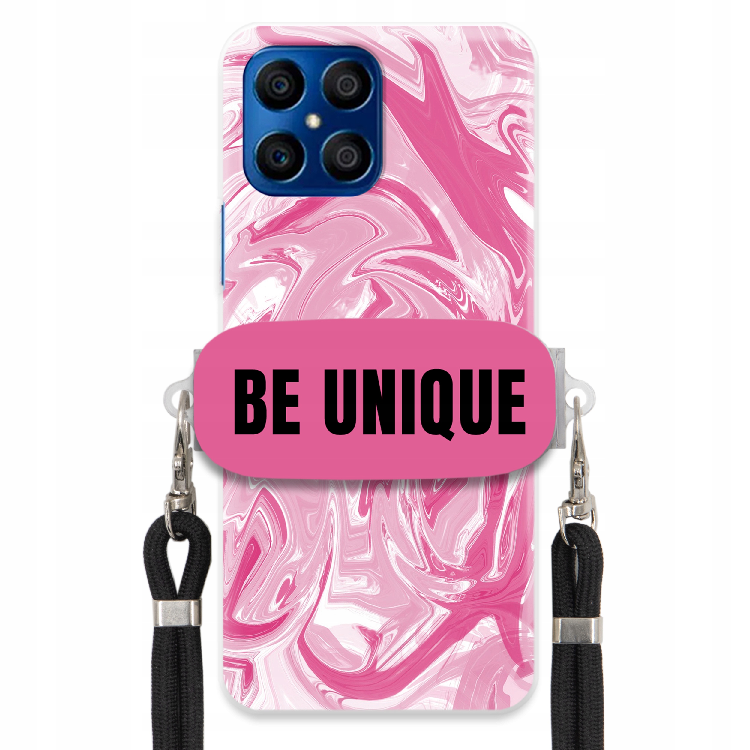 Pouzdro pro Huawei Honor X8 úchytka na šňůrku Černá Růžová Mramorová Unique