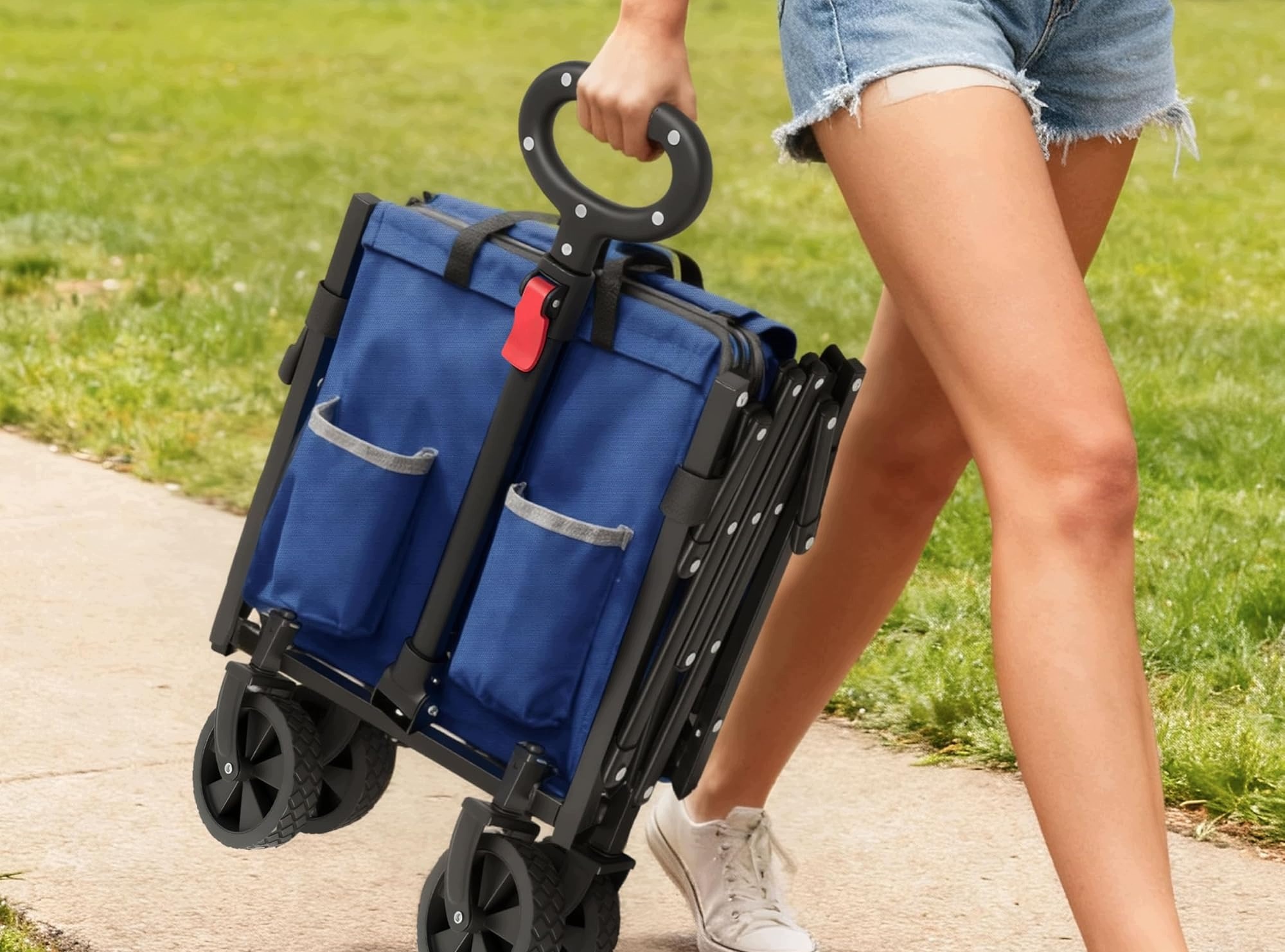 Wózek składany 250 kg oszczędność miejsca SYNCFUN 34x18,5 cm niebieski zdjęcie 3