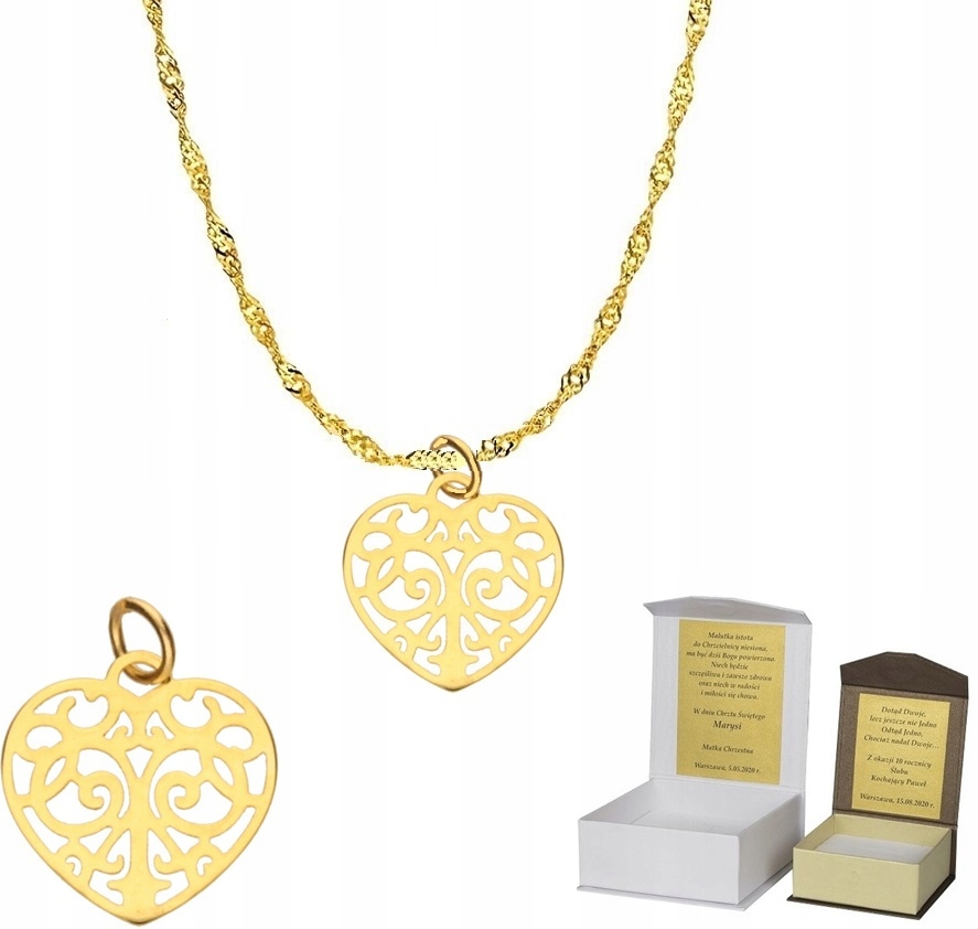 Zlatý řetízek pr. 585 přívěsek Srdce 45 cm Dedikace SZ1MZ5