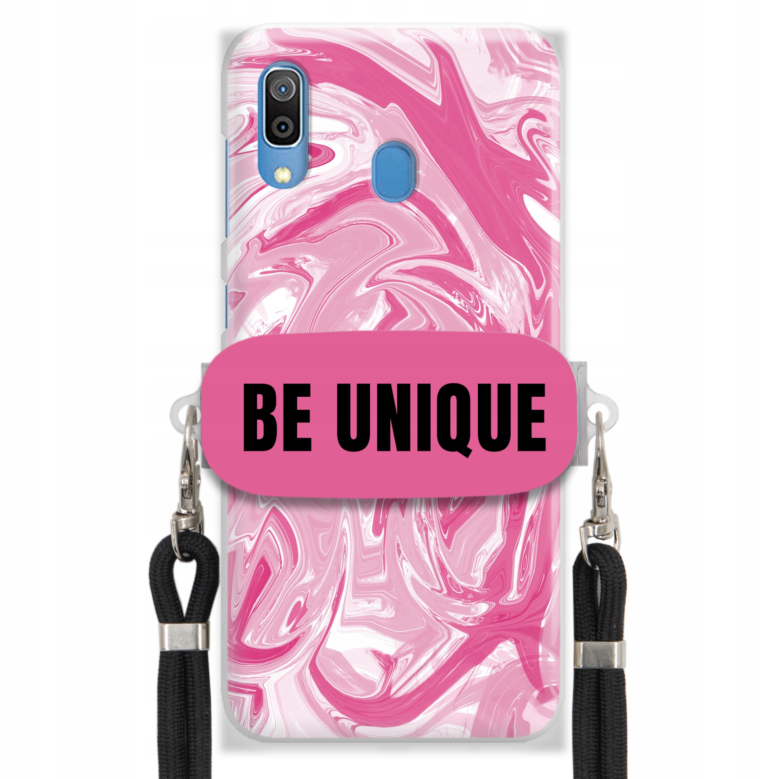 Puzdro pre Samsung A30 Case držiak šnúrka Čierna Ružová Mramor Be Unique
