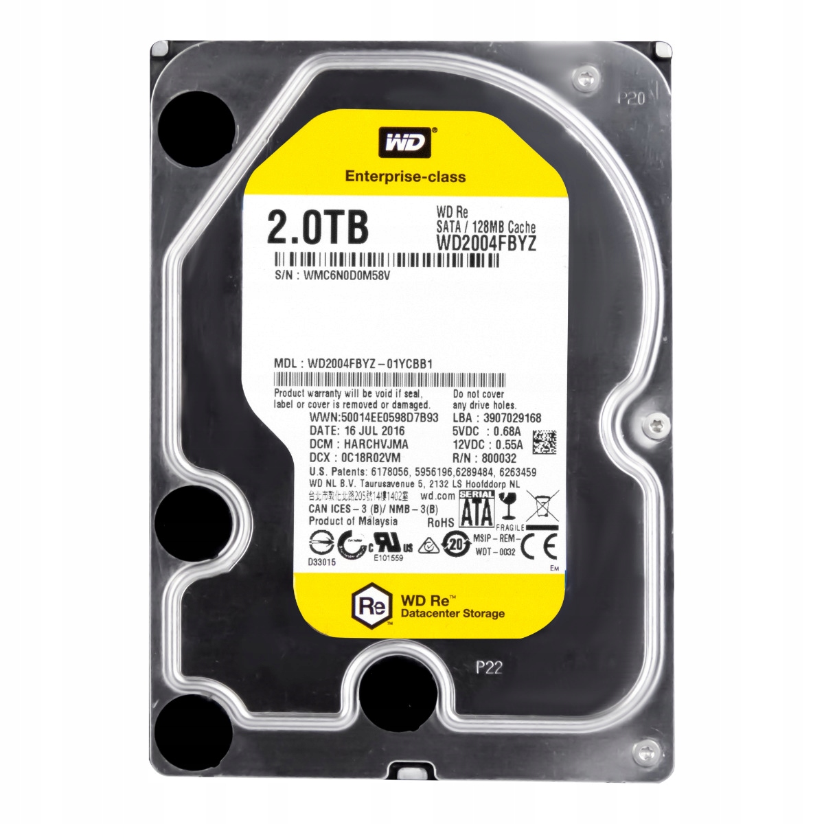Wd Re 2TB 7.2K 128MB Sata III 3.5'' WD2004FBYZ