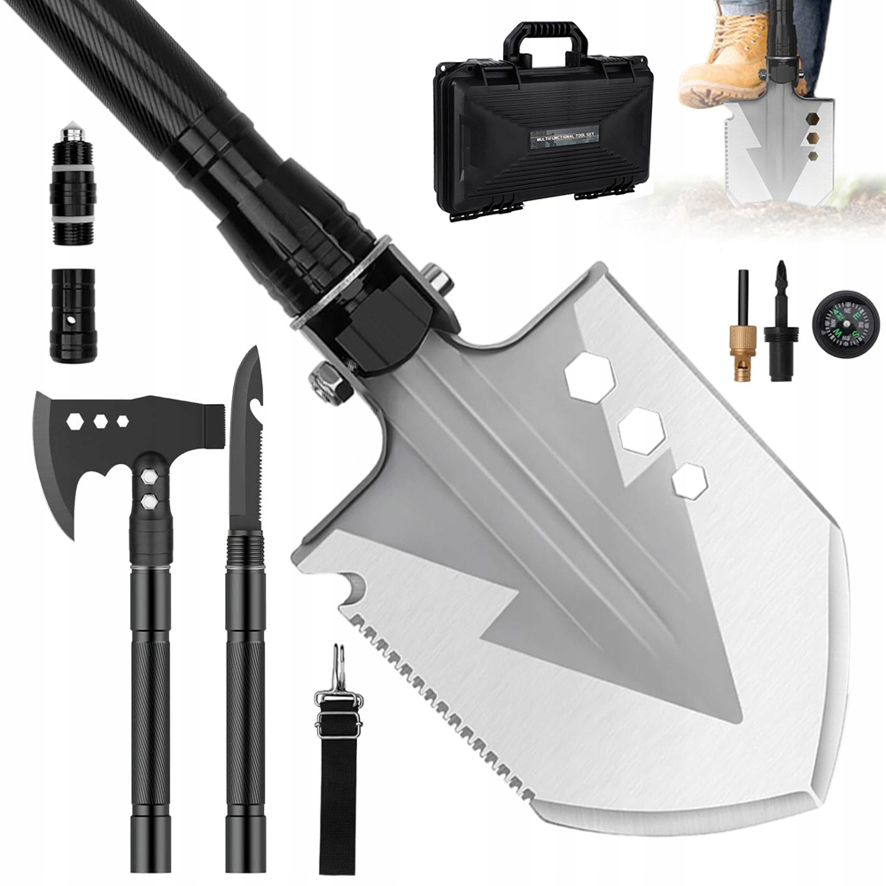 Skládací Lopatka Multifunkční Kempingová Saperka Pro Turistiku