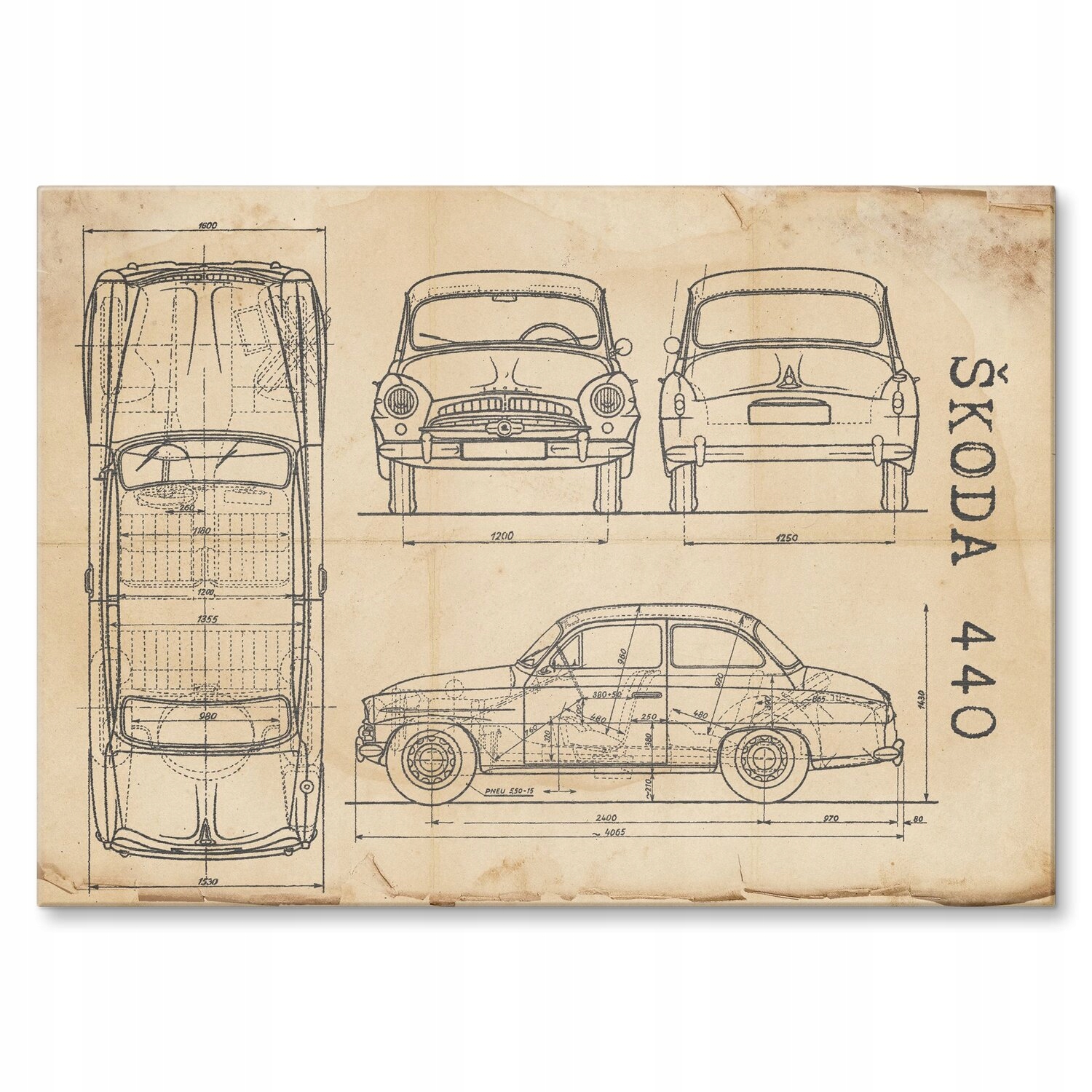 Kovový plakát Škoda 440 Auto Automobilový patent Retro Dárek 42