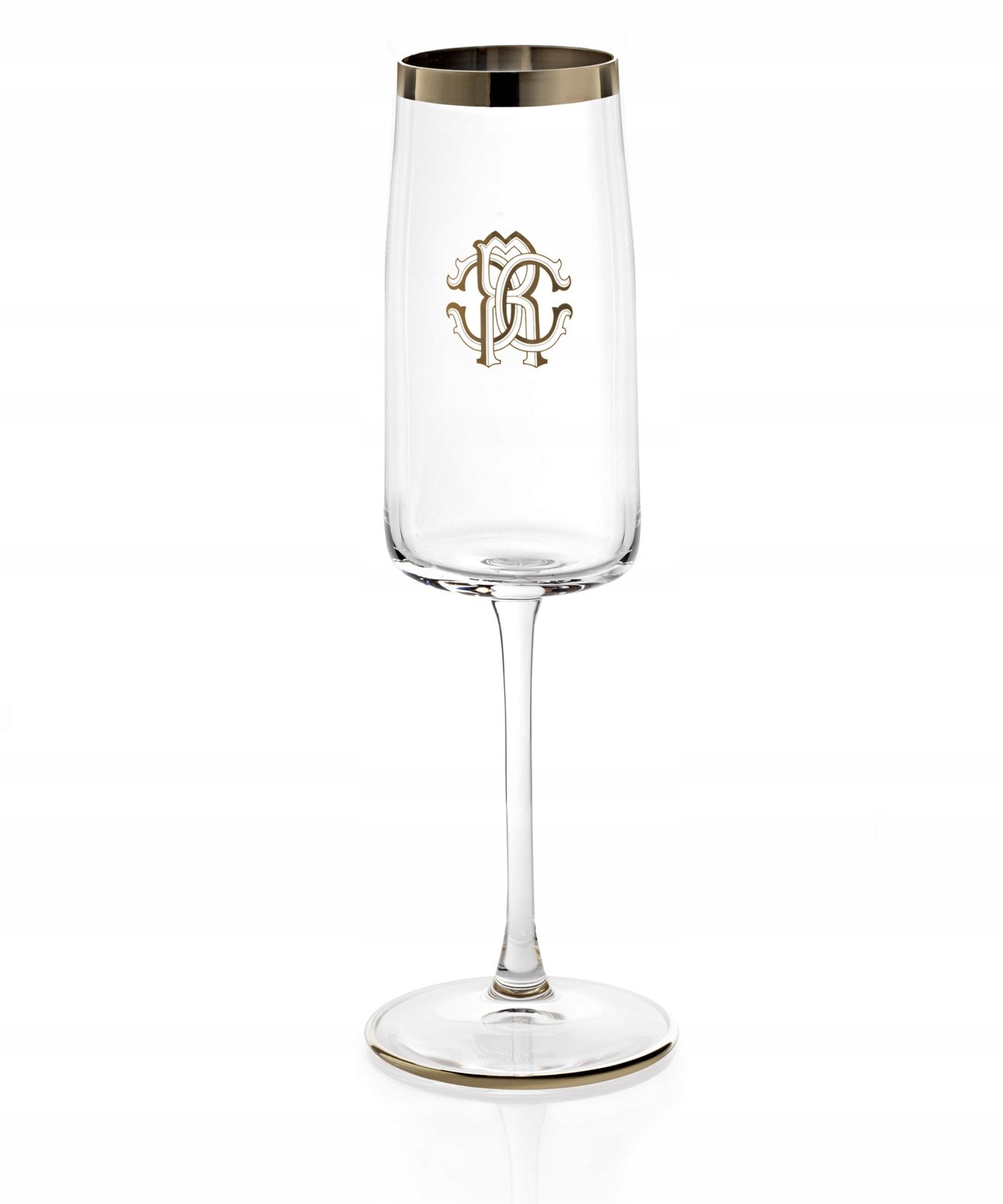 Kieliszek do szampana Roberto Cavalli New Monogram Platin, zestaw 2 szt.
