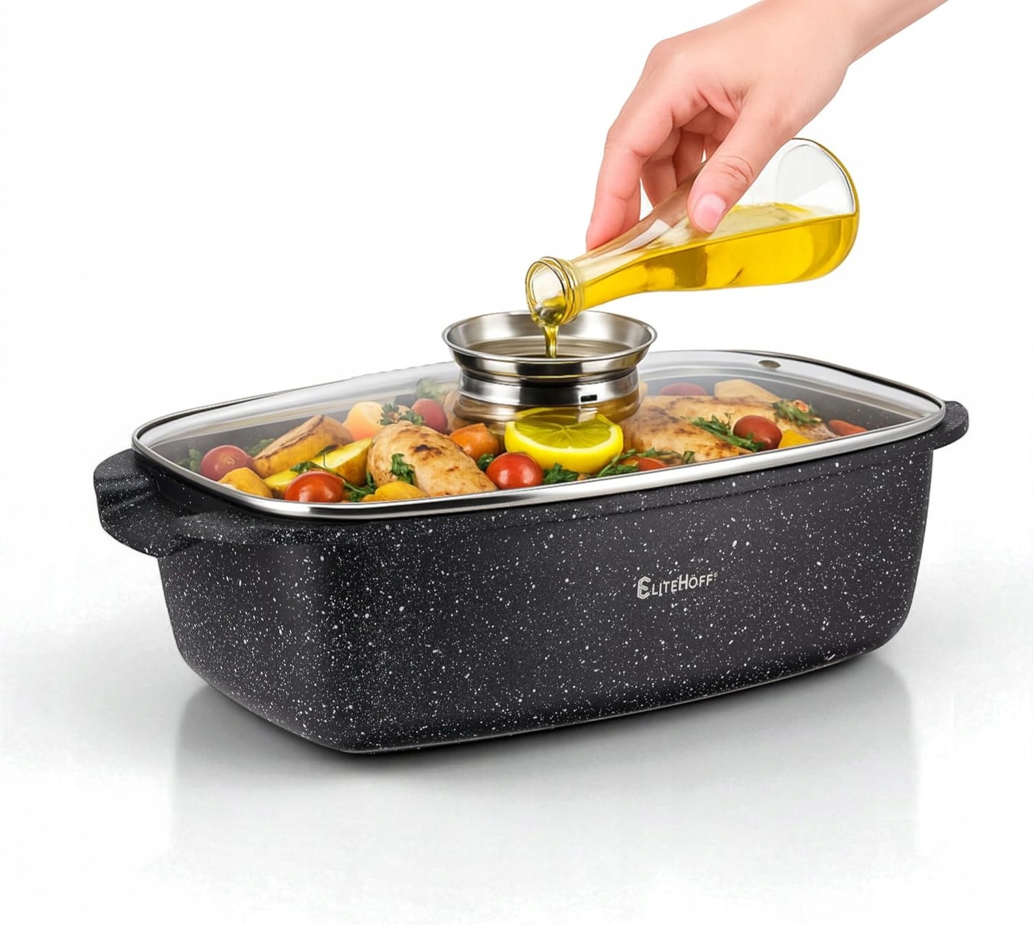 Robustní Pekáč 6,5 L Mramorová Indukce Víko Elitehoff 7051