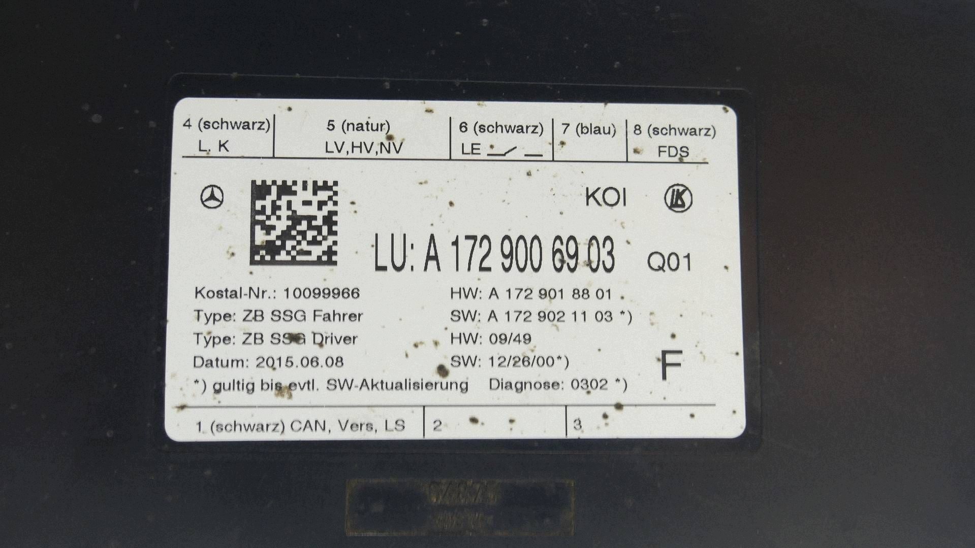 module control unit seat left front MERCEDES W212 W218 LIFT A1729006903