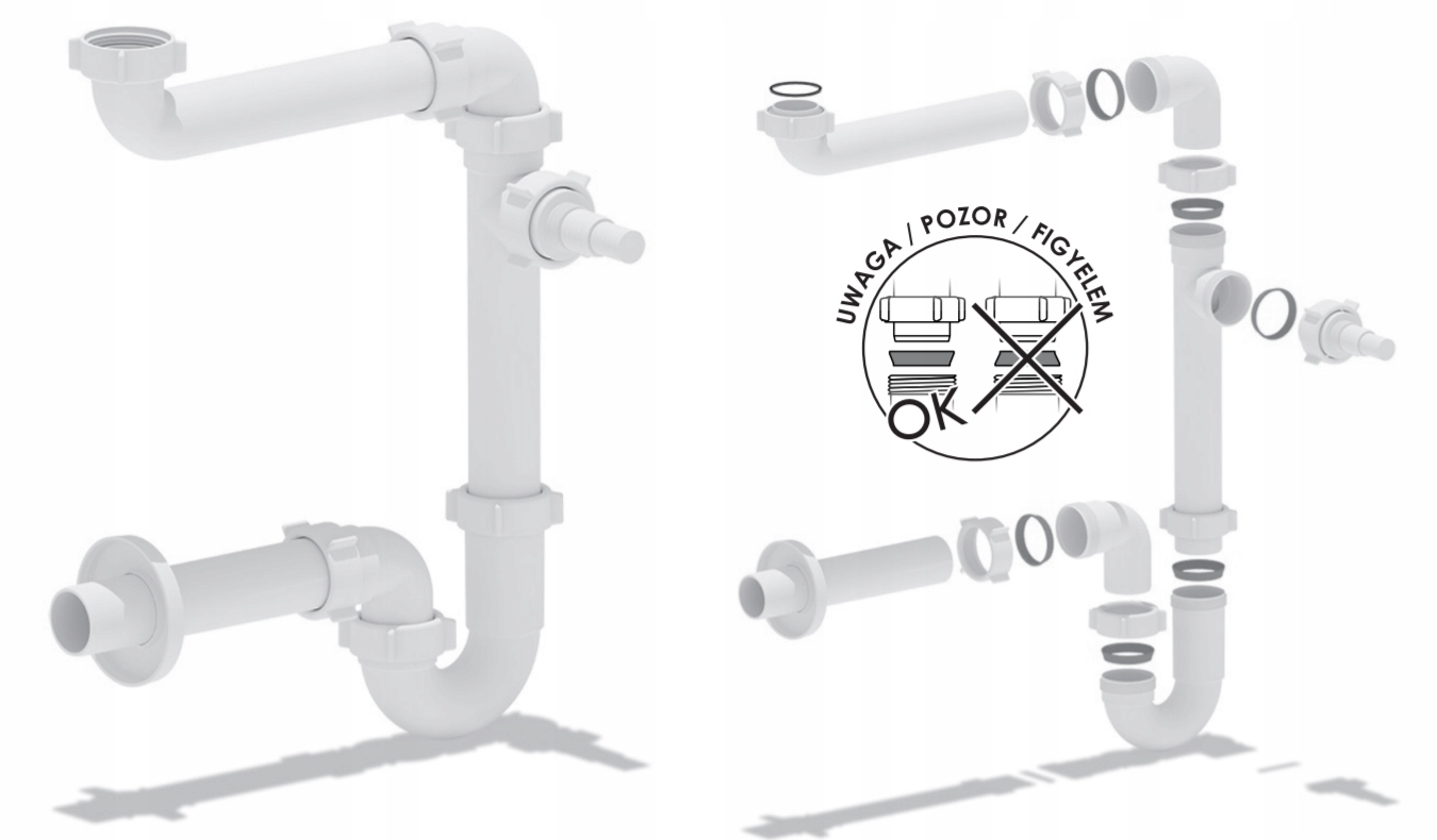Syfon do zlewu pojedynczy oszczędzający przestrzeń Kod producenta 1240