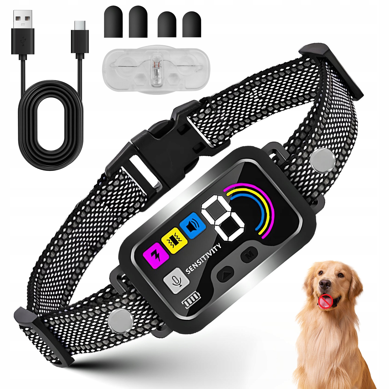 Levně Výcvikový obojek pro psy, 3 režimy Pípnutí/Vibrace/Šok, IP67, Nastavitelný, 4-54 kg