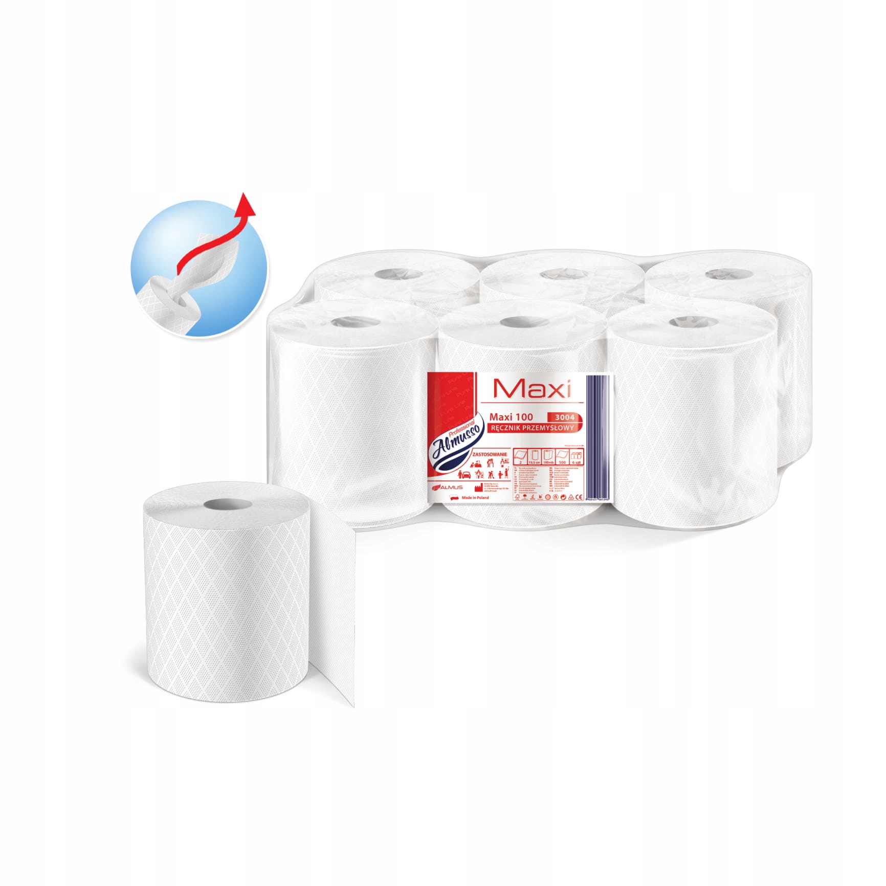 Papírový ručník Maxi Almusso 100M 6 Ks Bílý