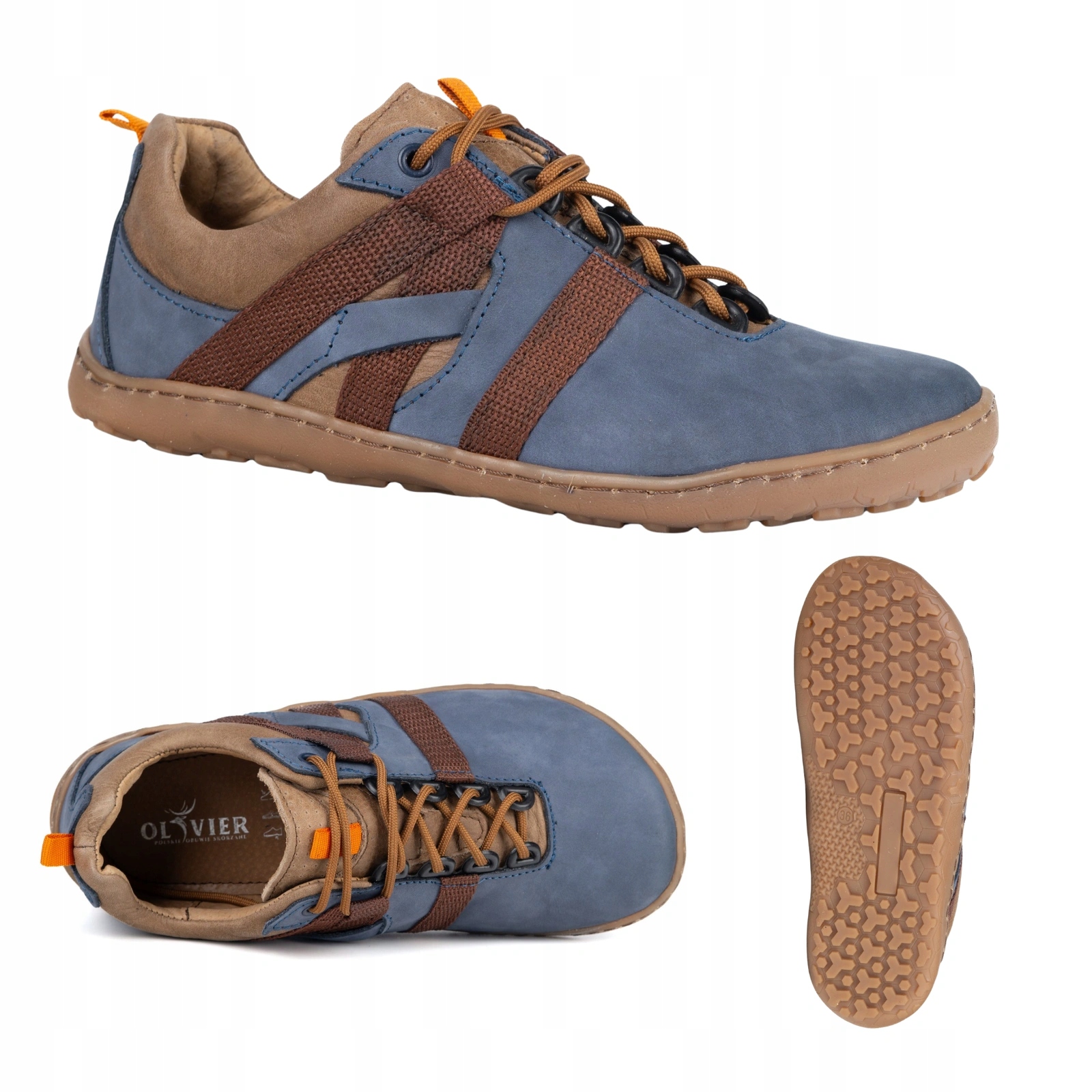 Pánské kožené barefootové boty široké H zero drop 153KZ modré 45