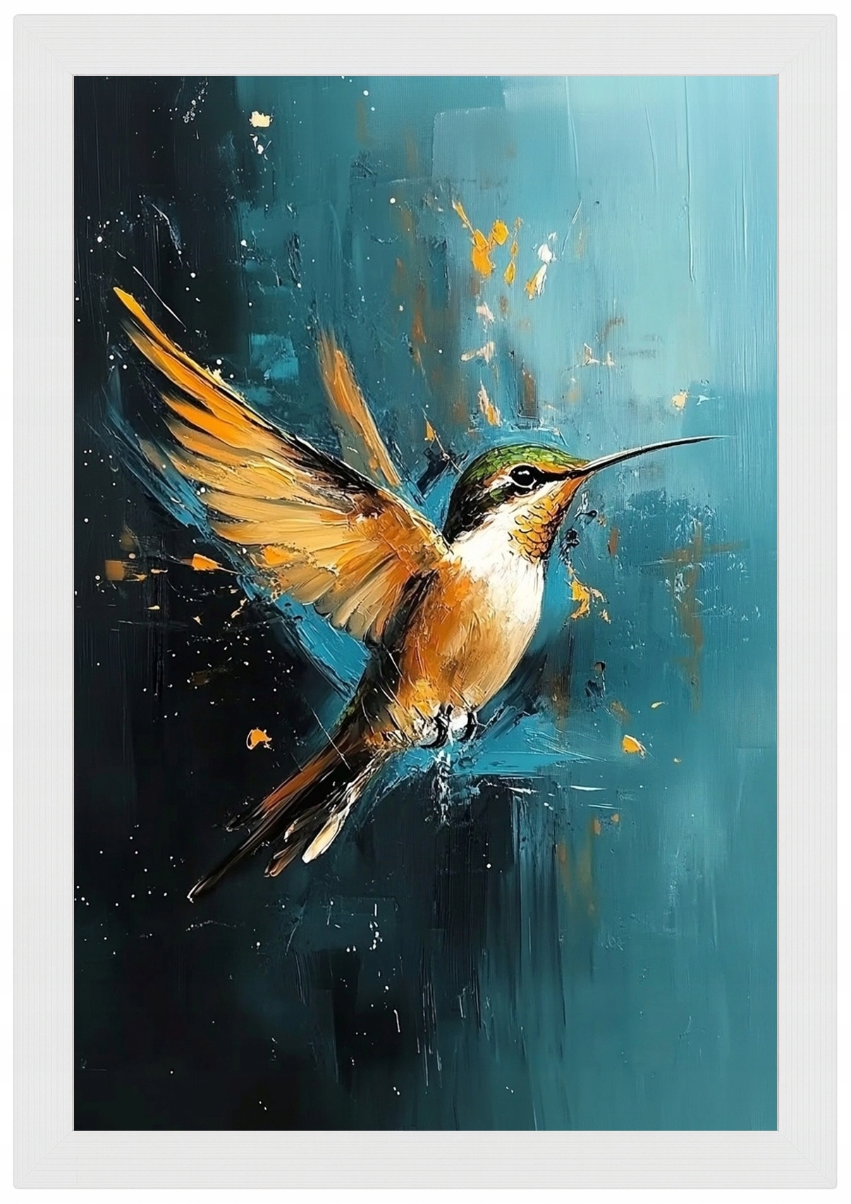 Plakát Rámeček Dřevo Olej Příroda Fauna Pták Kolibřík 40x60