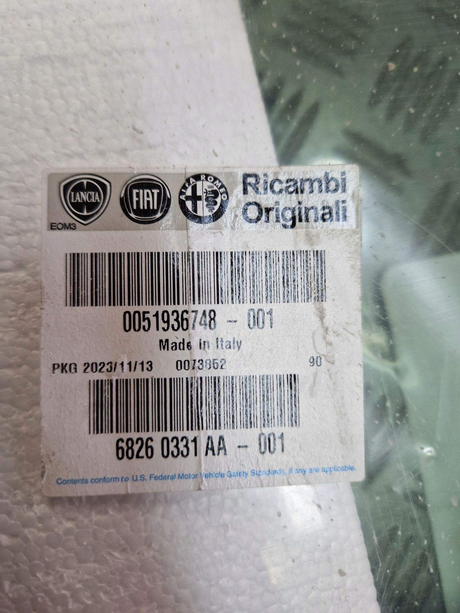 window rear left bodywork FIAT 500 2007R->