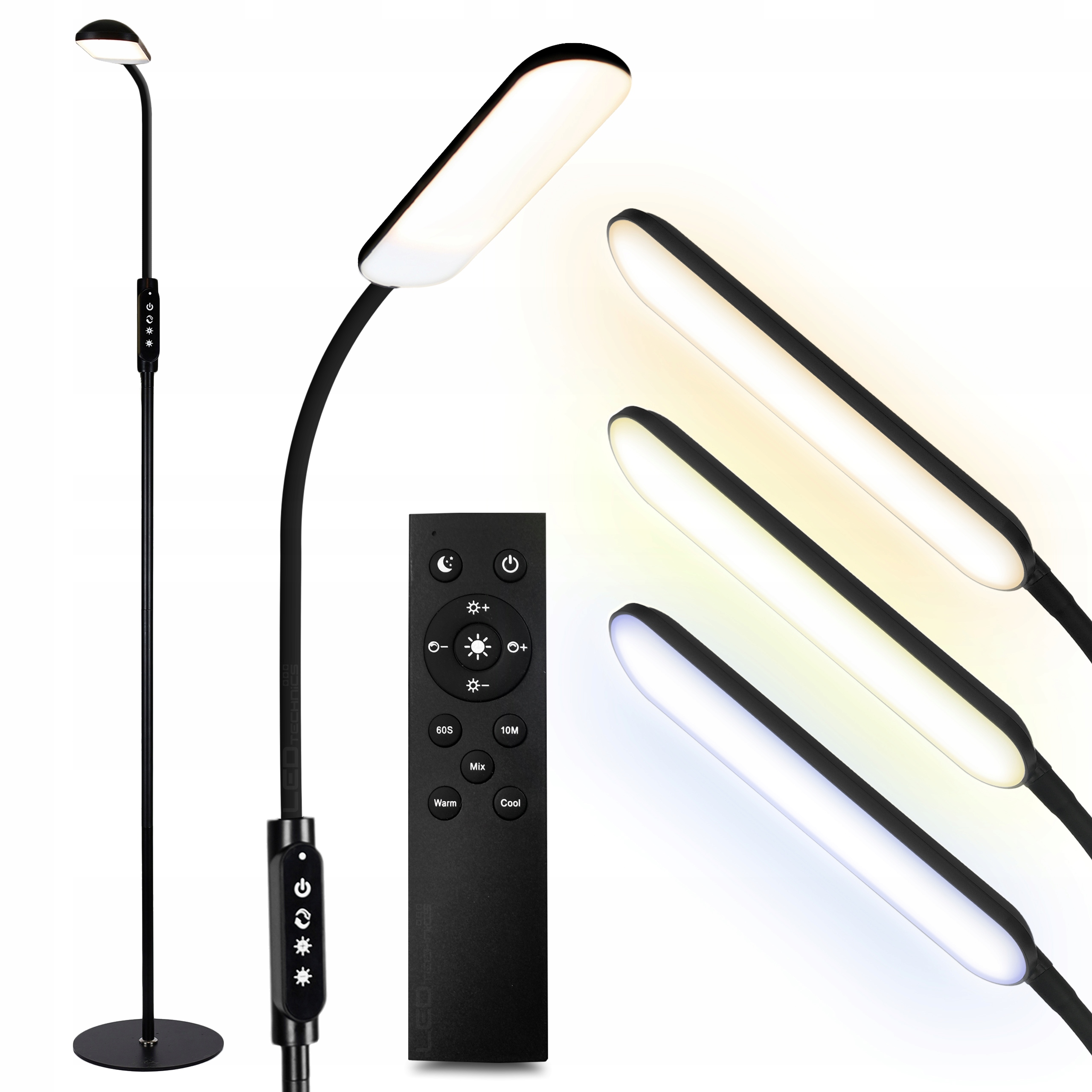 Nowoczesna Lampa 12W stojąca podłogowa Led szeroki klosz pilot