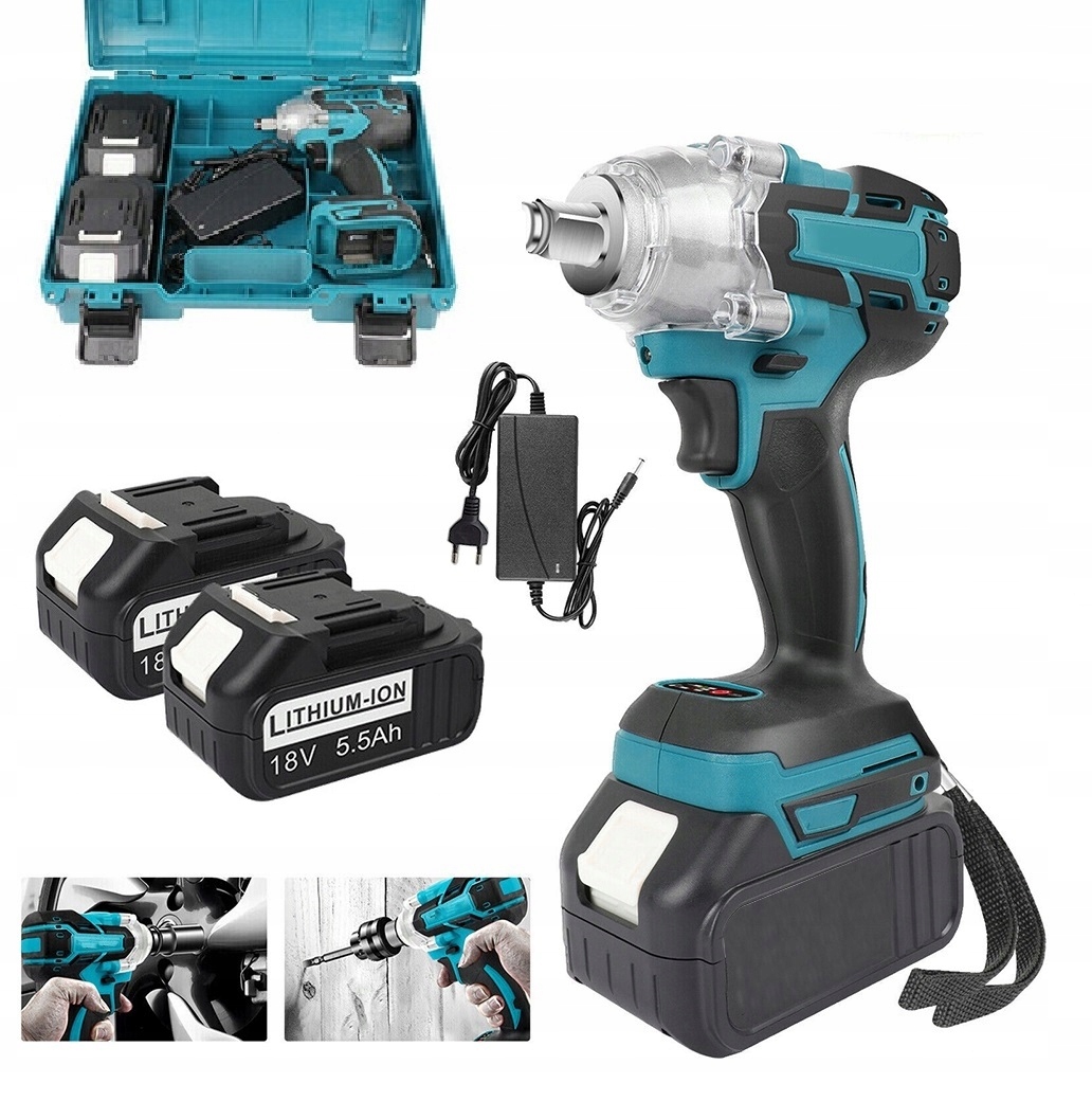Úderový Klíč 3v1 Výkonný 1280W 650Nm 18V Elektrický 2 Baterie 5500 mAh