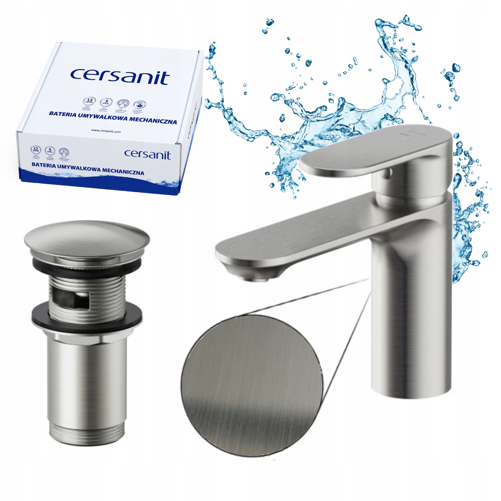 Cersanit Crea Umyvadlová baterie Klik-Klak Nikl Kartáčovaný