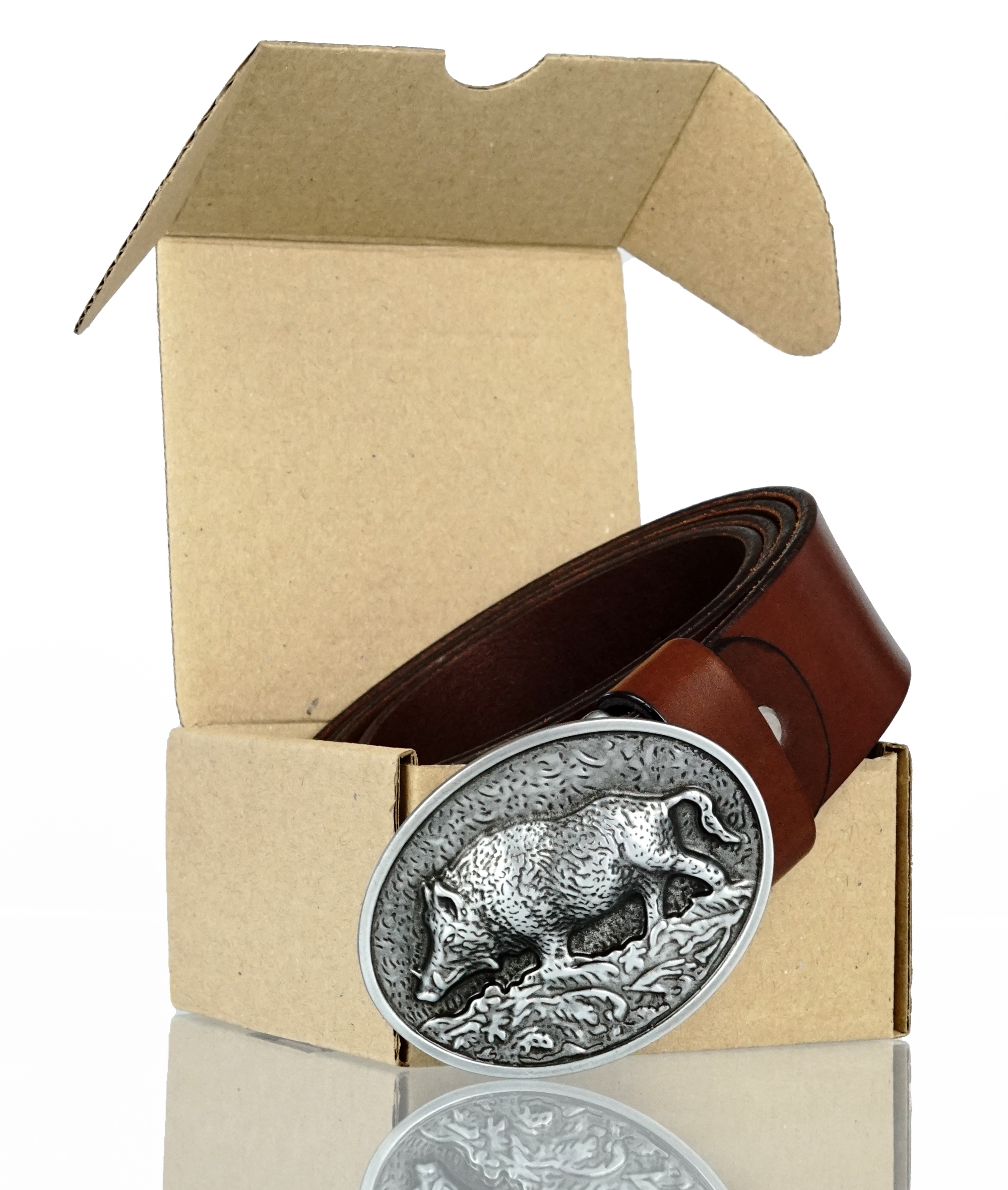 SKÓRZANY PASEK MYŚLIWEGO BLAKARDO 4CM BRĄZOWY DZIK Marka BLAKARDO