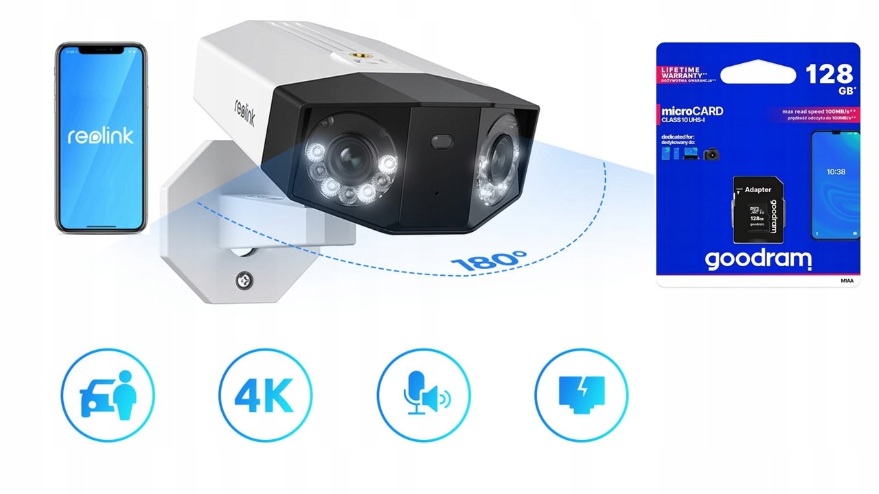 Kamera Reolink Duo Series P730 Poe 8MP 2x objektiv 4K Karta 128GB
