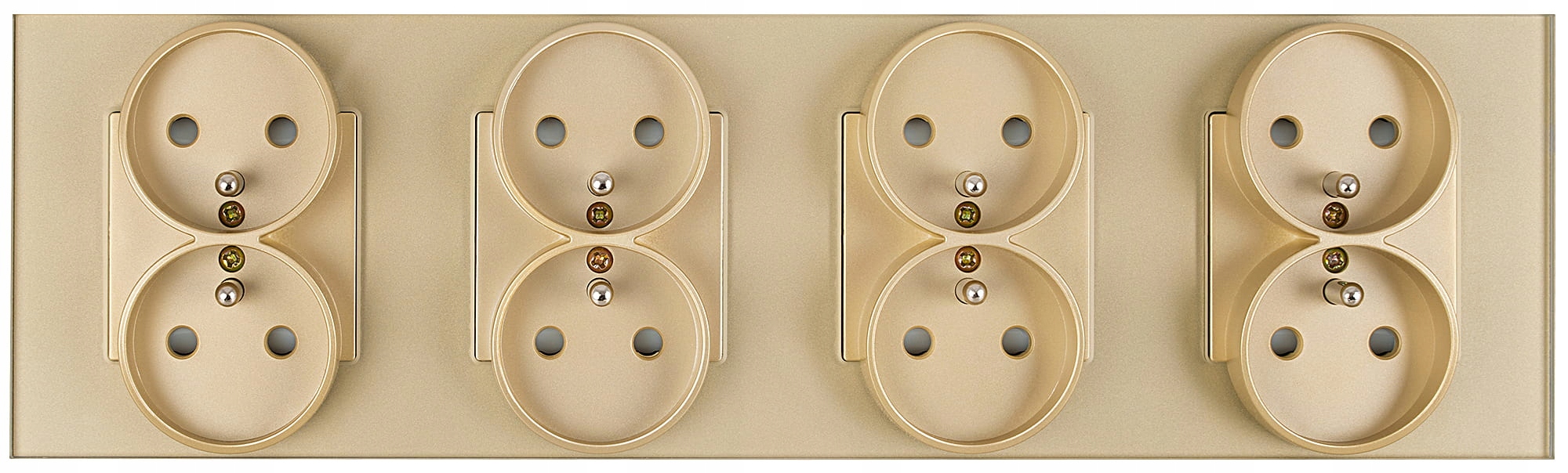 Kontakt Elektrická Zásuvka Se Skleněným Kolíkem FI60 Čtyřnásobná 4x2 Zlatá