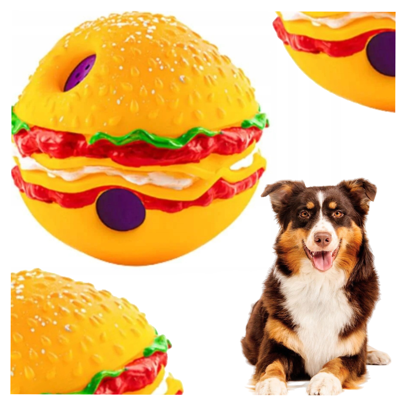 Levně Míček Pro Psy Pro Aportování Odolná Hračka Turbo Hamburger 14 CM