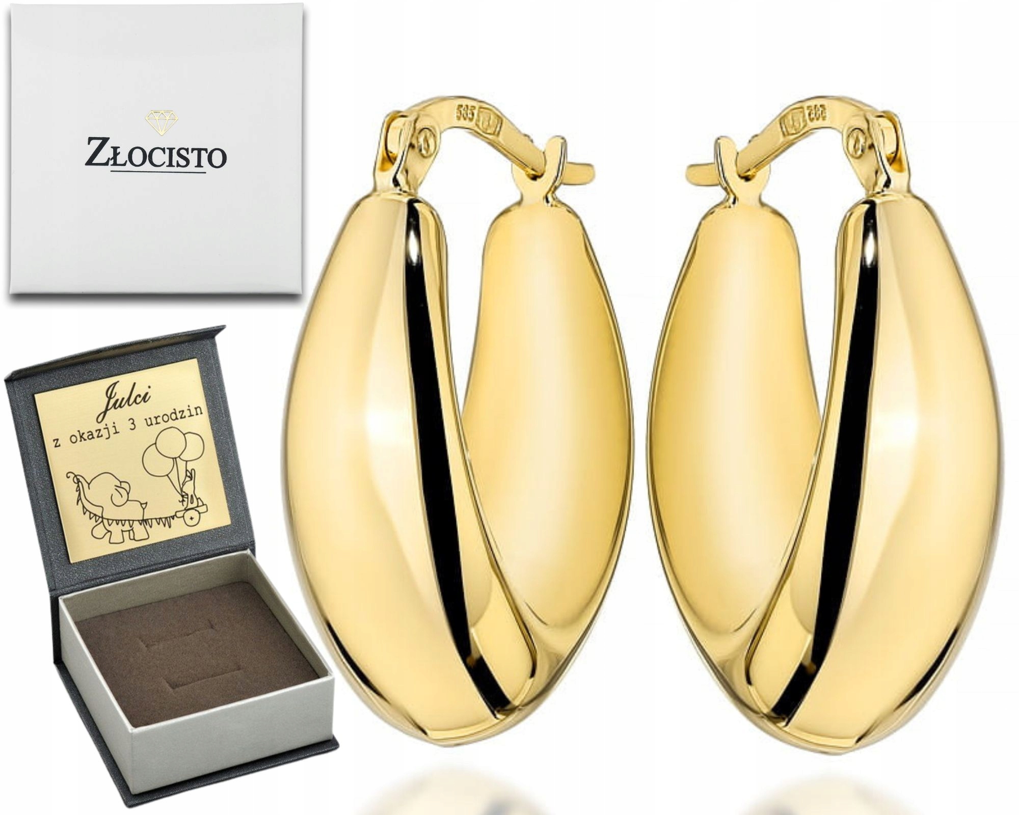 Zlaté Náušnice S Anglickým Zapínáním, Bohaté Ryzost 585 14K Jako Dárek