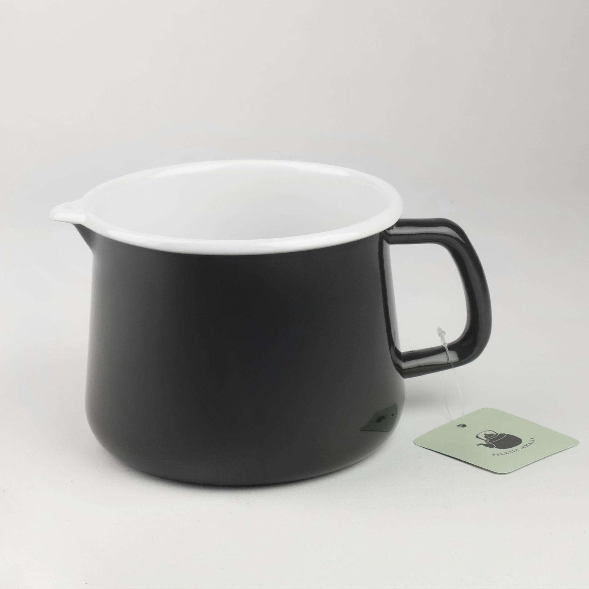 EMALIOWANY KUBEK Z WYLEWKĄ DZBANUSZEK NA KUCHENKĘ Z DZIÓBKIEM 1,7L CZARNY