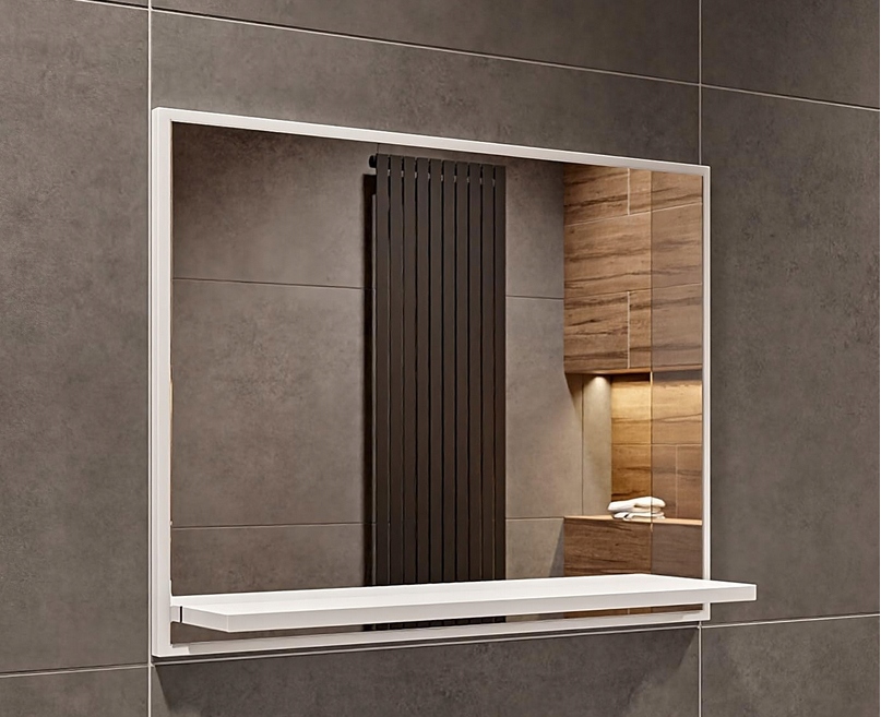 Lustro łazienkowe z półką 60x50 Premium Białe