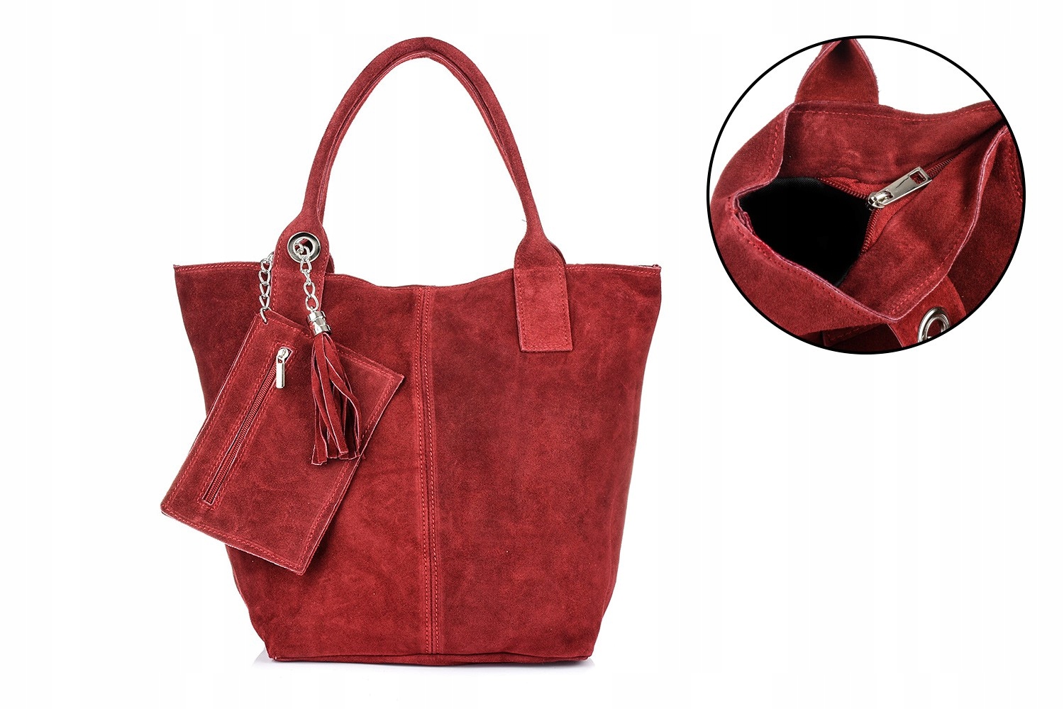 Bordó dámská kabelka, velká kožená shopper taška, kabelka A4 do školy T