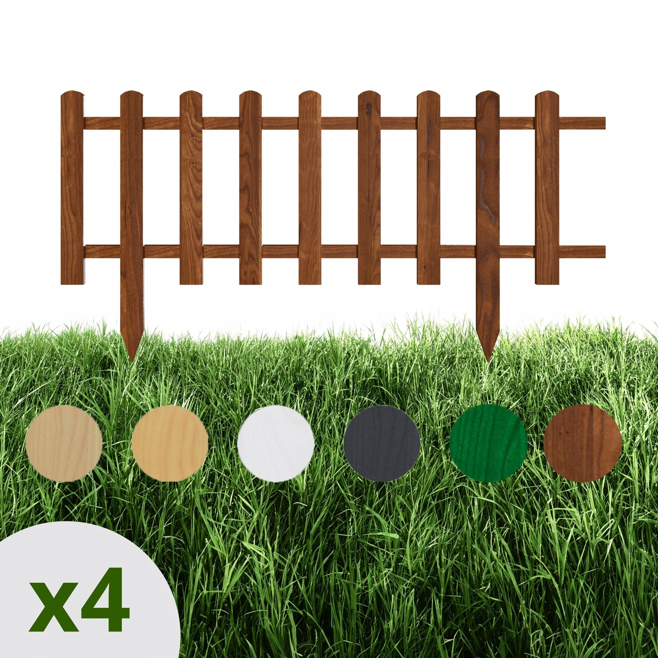 Floranica 4 Ks dřevěného zahradního plotu záhonová 100x30 cm Hnědá