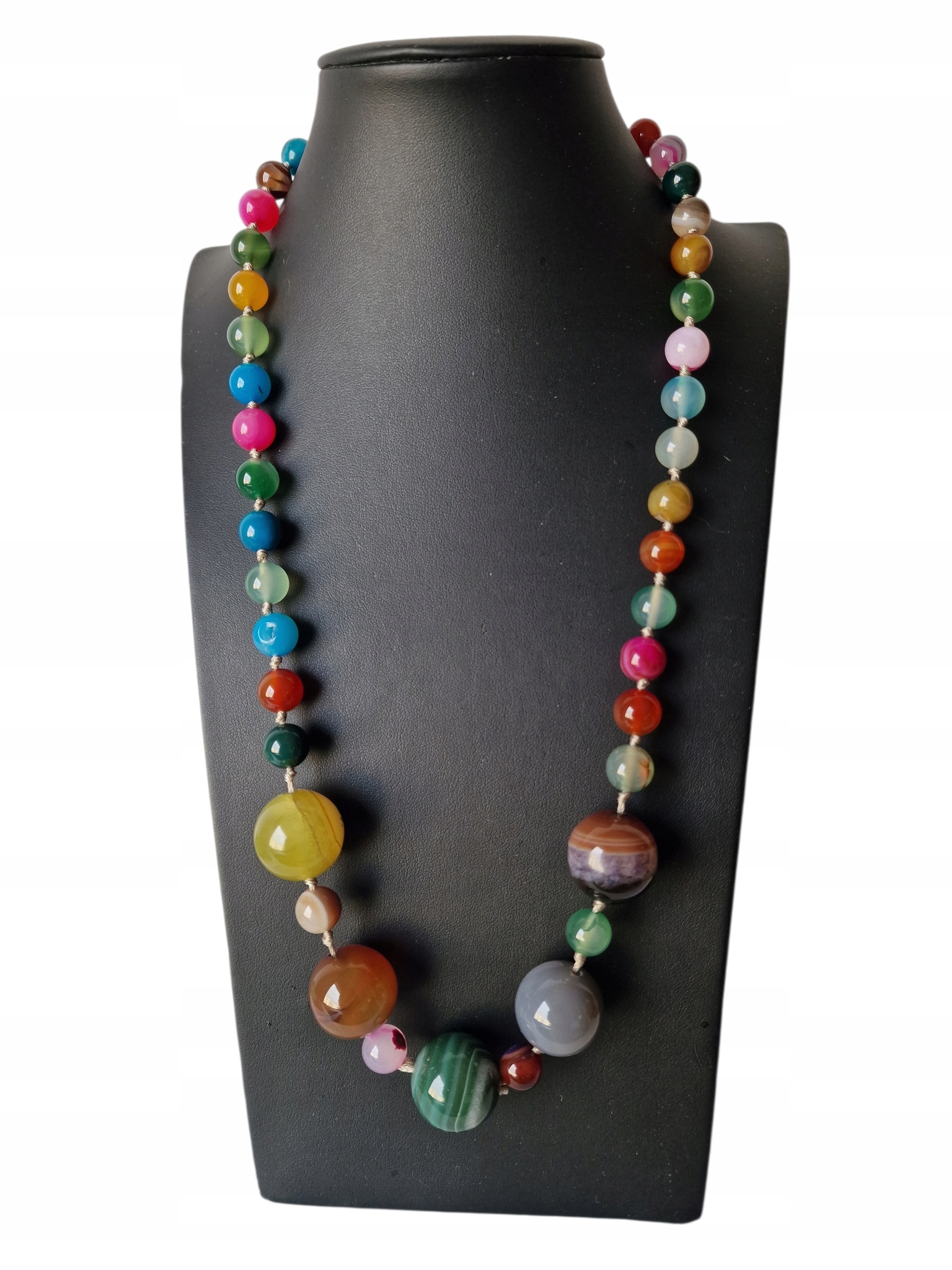 Vintage Barevný Achát Brazilský Náhrdelník Dobrá Aura