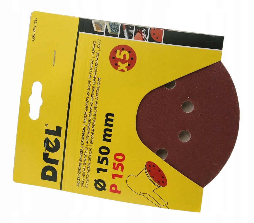 

Krążki Ścierne 150 mm Na Rzep Z Otworami P150 3szt