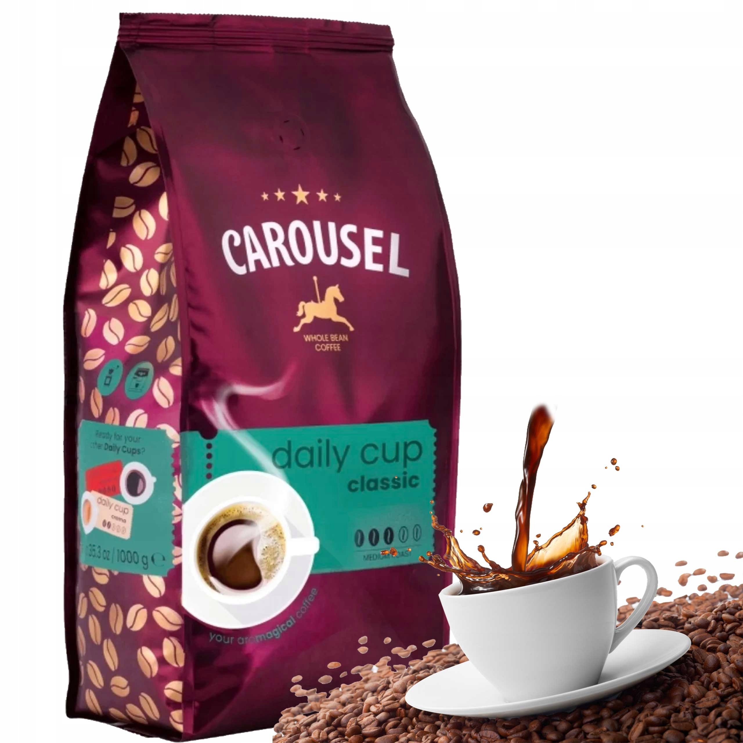 KAWA ZIARNISTA ARABIKA ROBUSTA CAROUSEL DAILY CUP CLASSIC MEDIUM 1KG