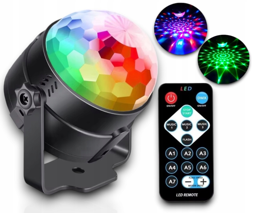 Kula Disco Led Dyskotekowa Imprezowa Projektor Pilot Rgb Reflektor Laser