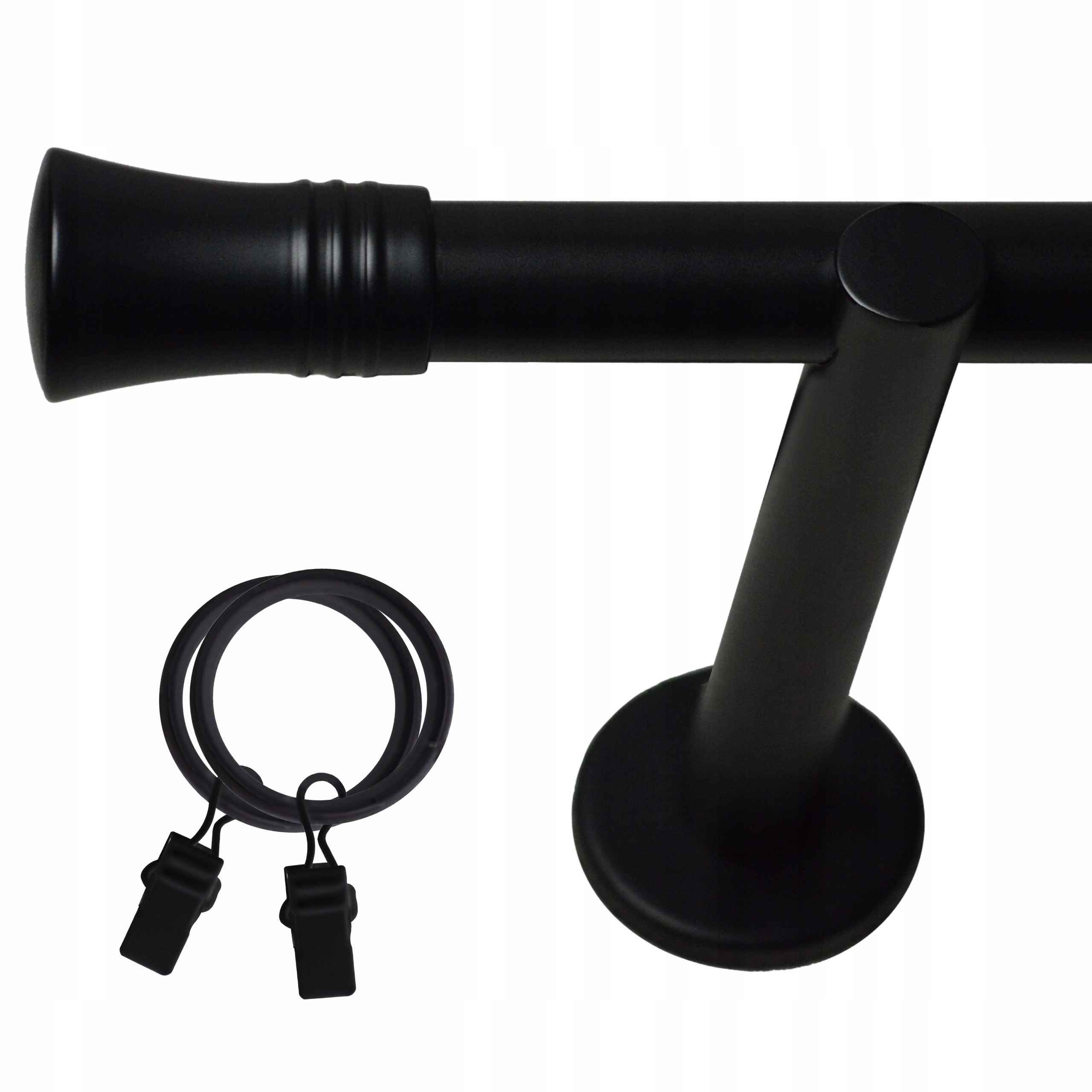 Garnýž Jednoduchý 420 CM 19 MM Žabky Garnýž Černý Bílý Různé Zakončení
