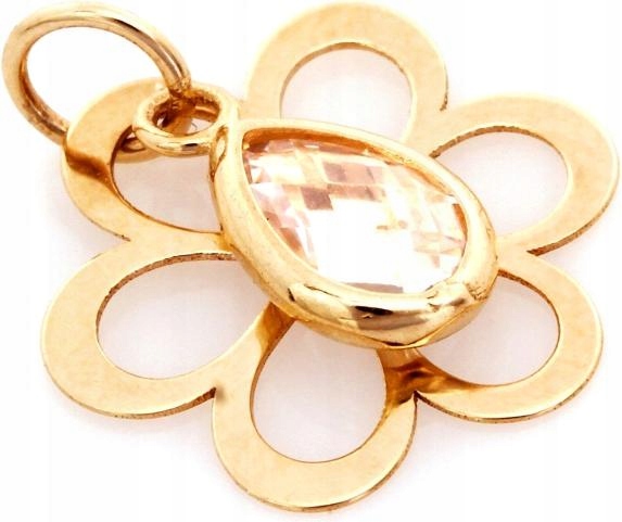 Zlatý přívěsek 585, ozdoba na krk – kytička s zirkon, dámský přívěsek