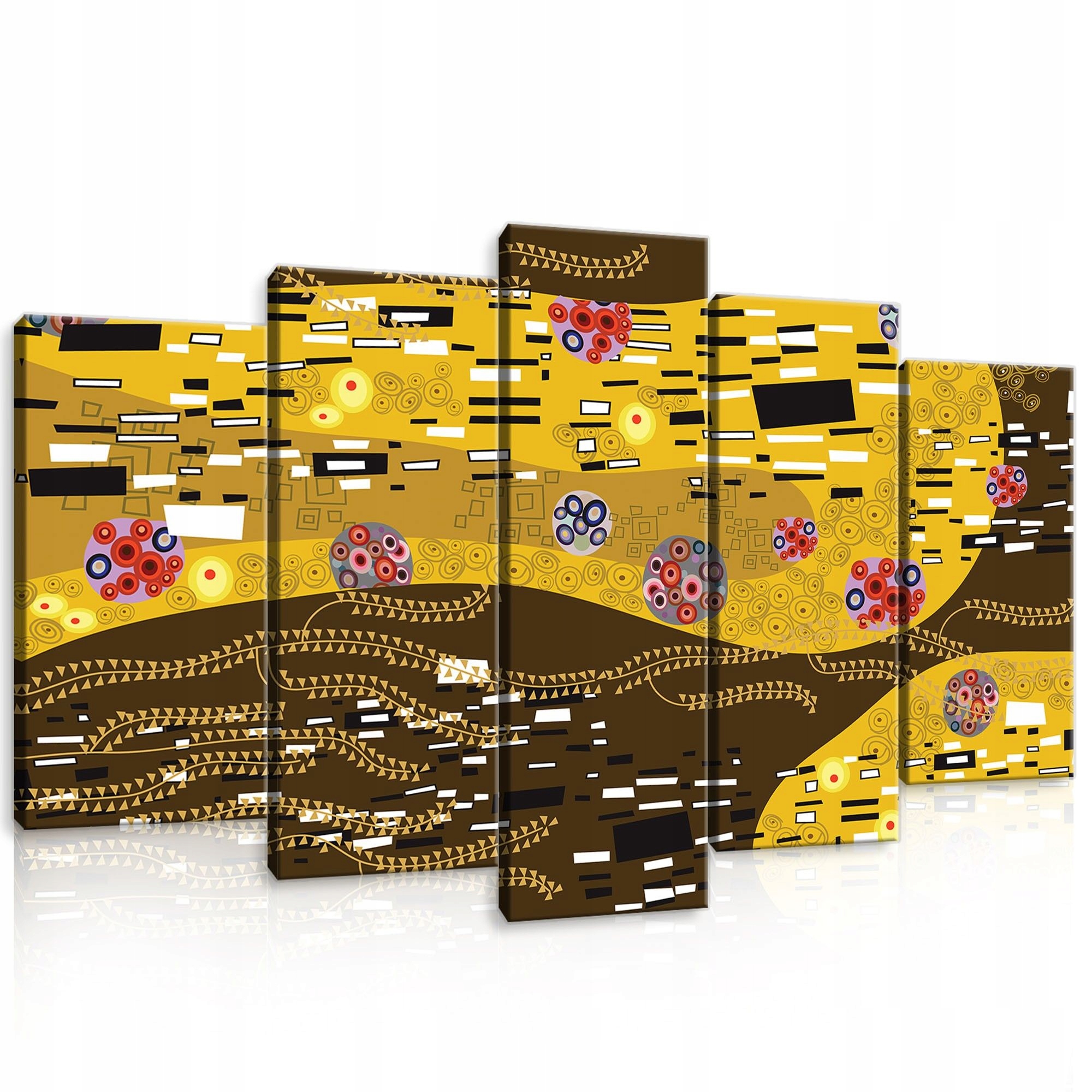 Obraz 100x60 modulární abstrakce moderní Klimt zlato-hnědé vzory