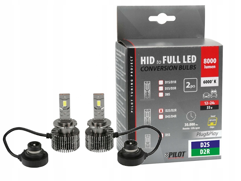 Led žiarovky D2S D2R 35W 2 ks 8000lm 6000K