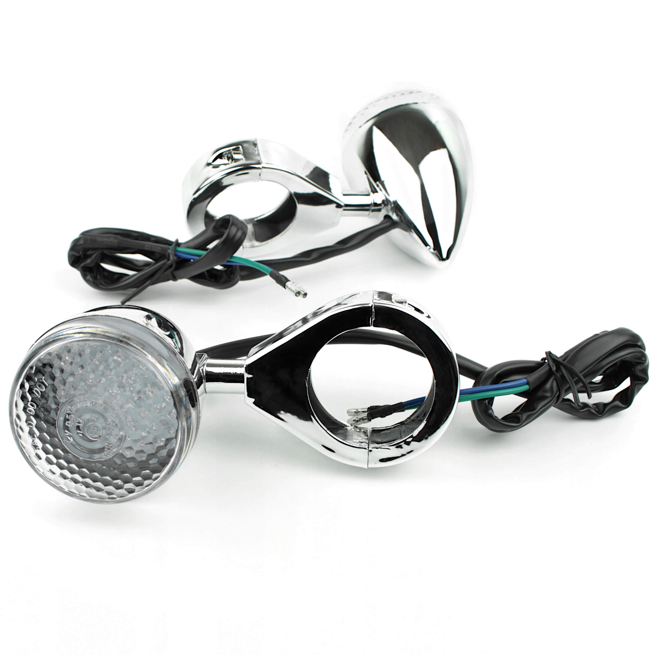 Kierunkowskazy LED z obejmą E11 biały klosz chrom Dopasowanie do pojazdu produkt dedykowany